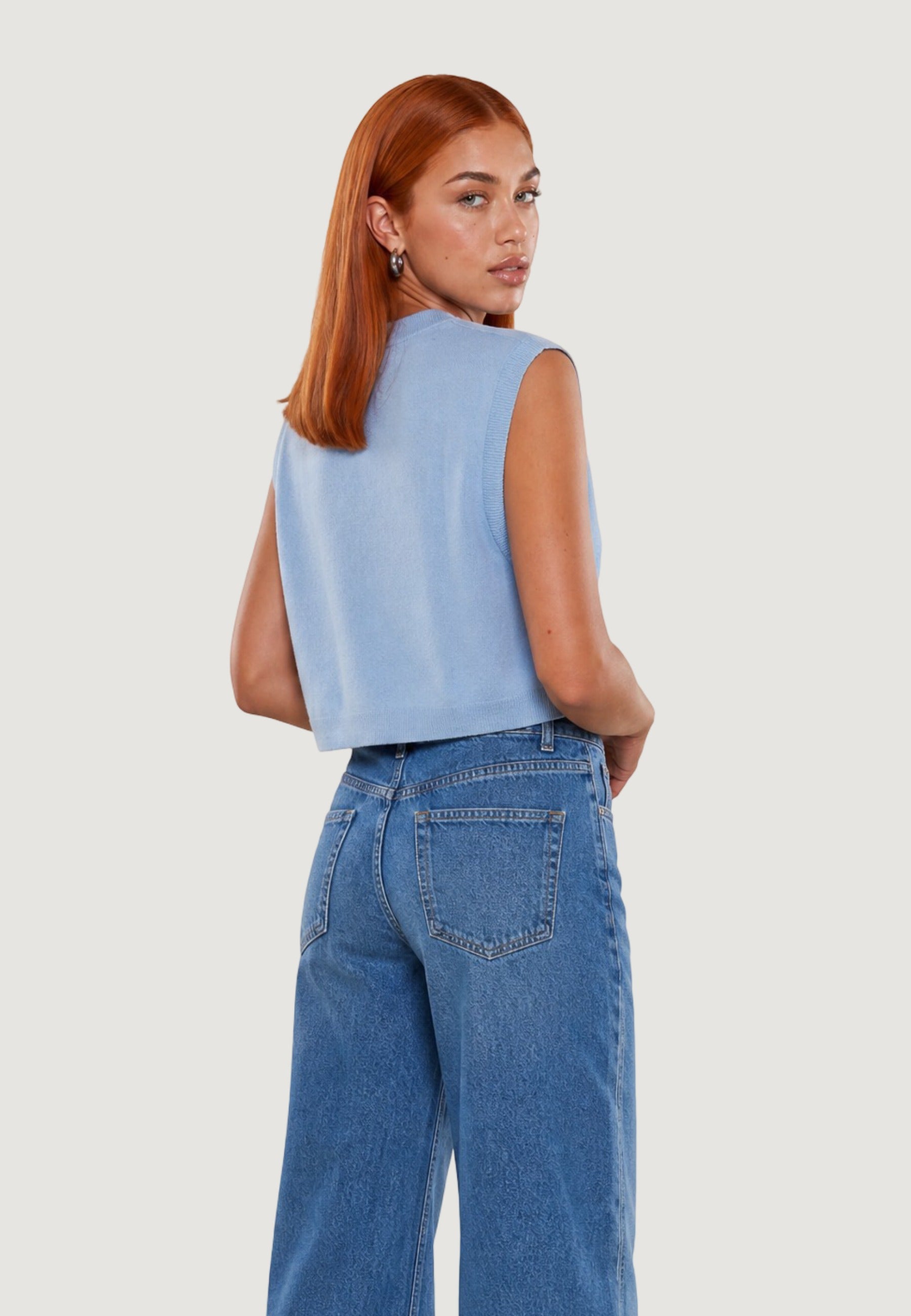 Top gilet scollo v 26236 Cielo