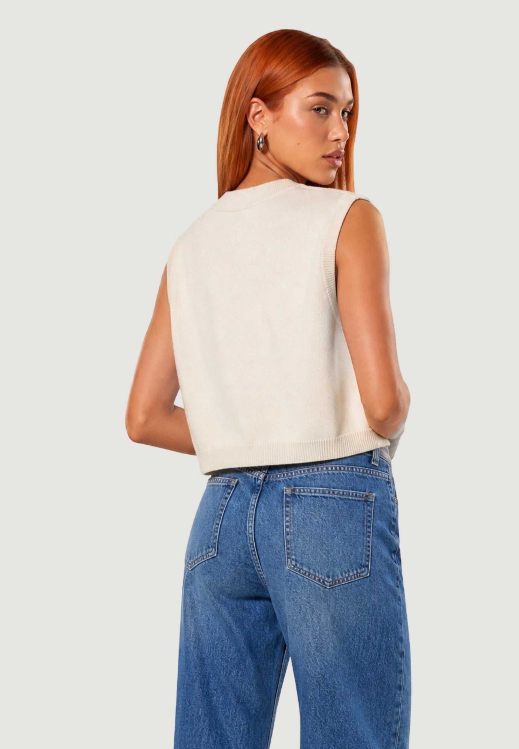Top gilet scollo v 26236 Panna