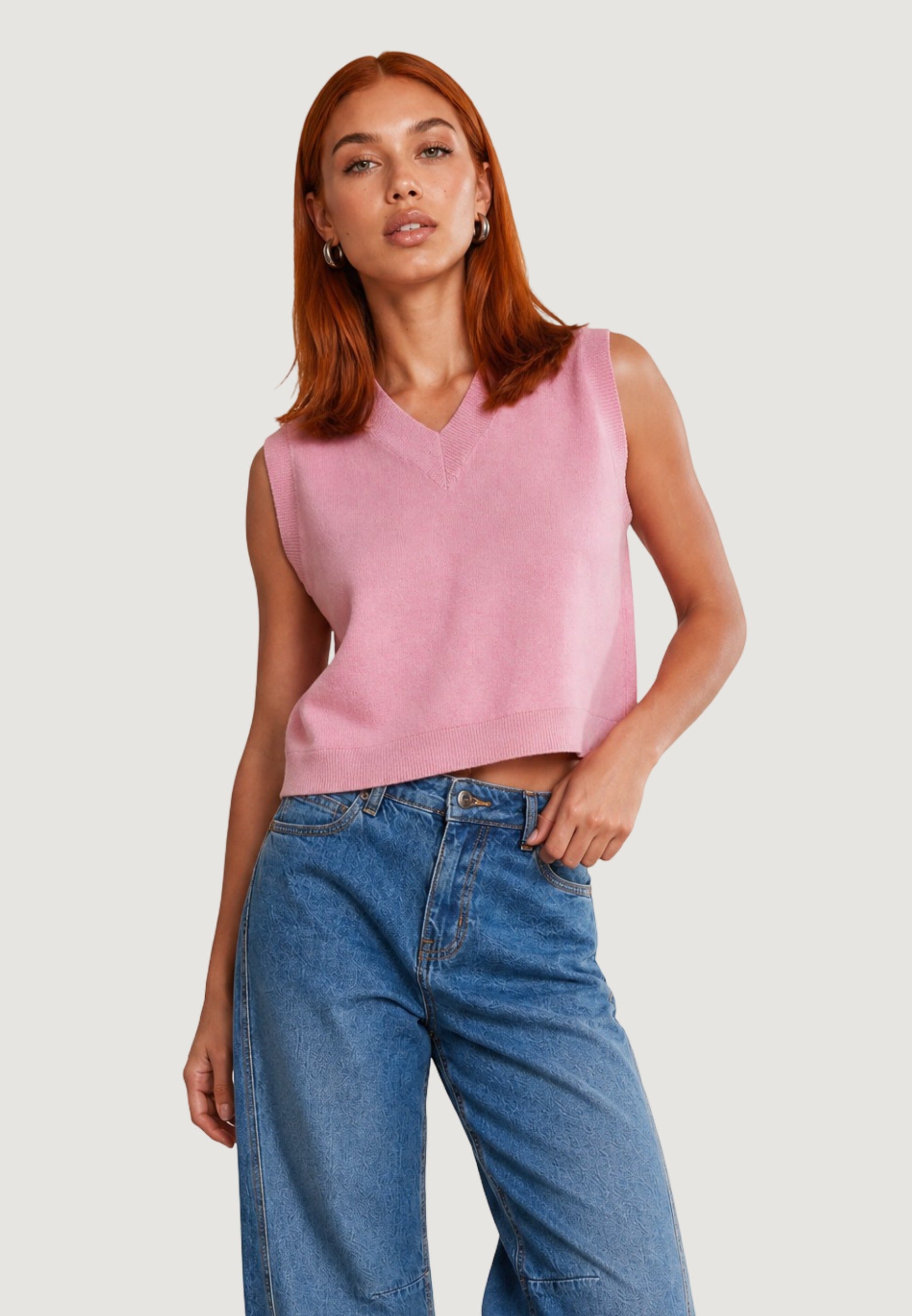Top gilet scollo v 26236 Rosa