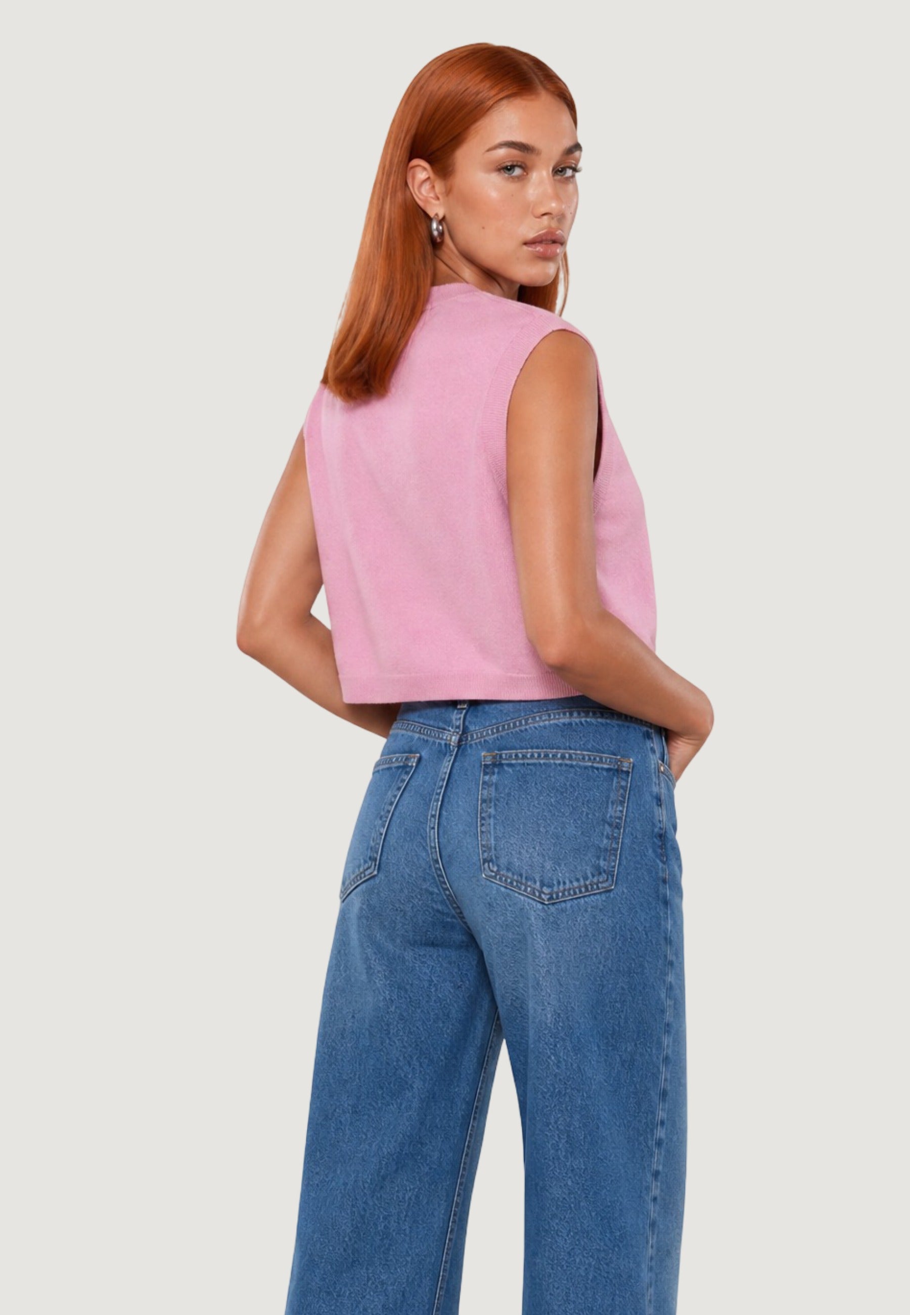 Top gilet scollo v 26236 Rosa