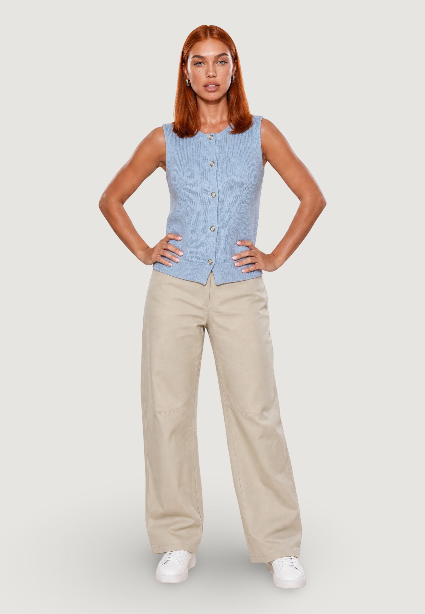 Cardigan pull s/maniche 26239 Cielo