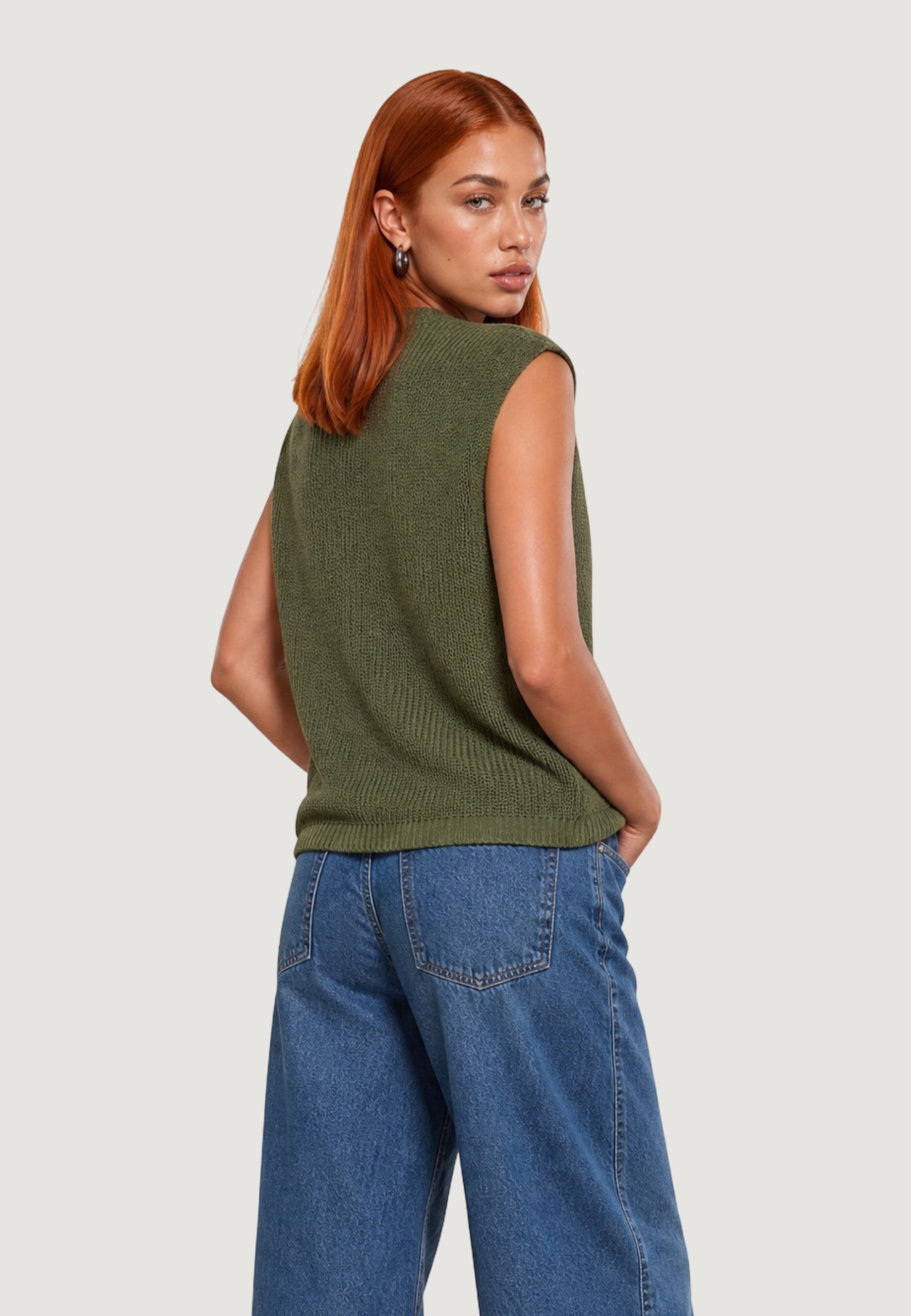 Cardigan pull s/maniche 26239 Militare