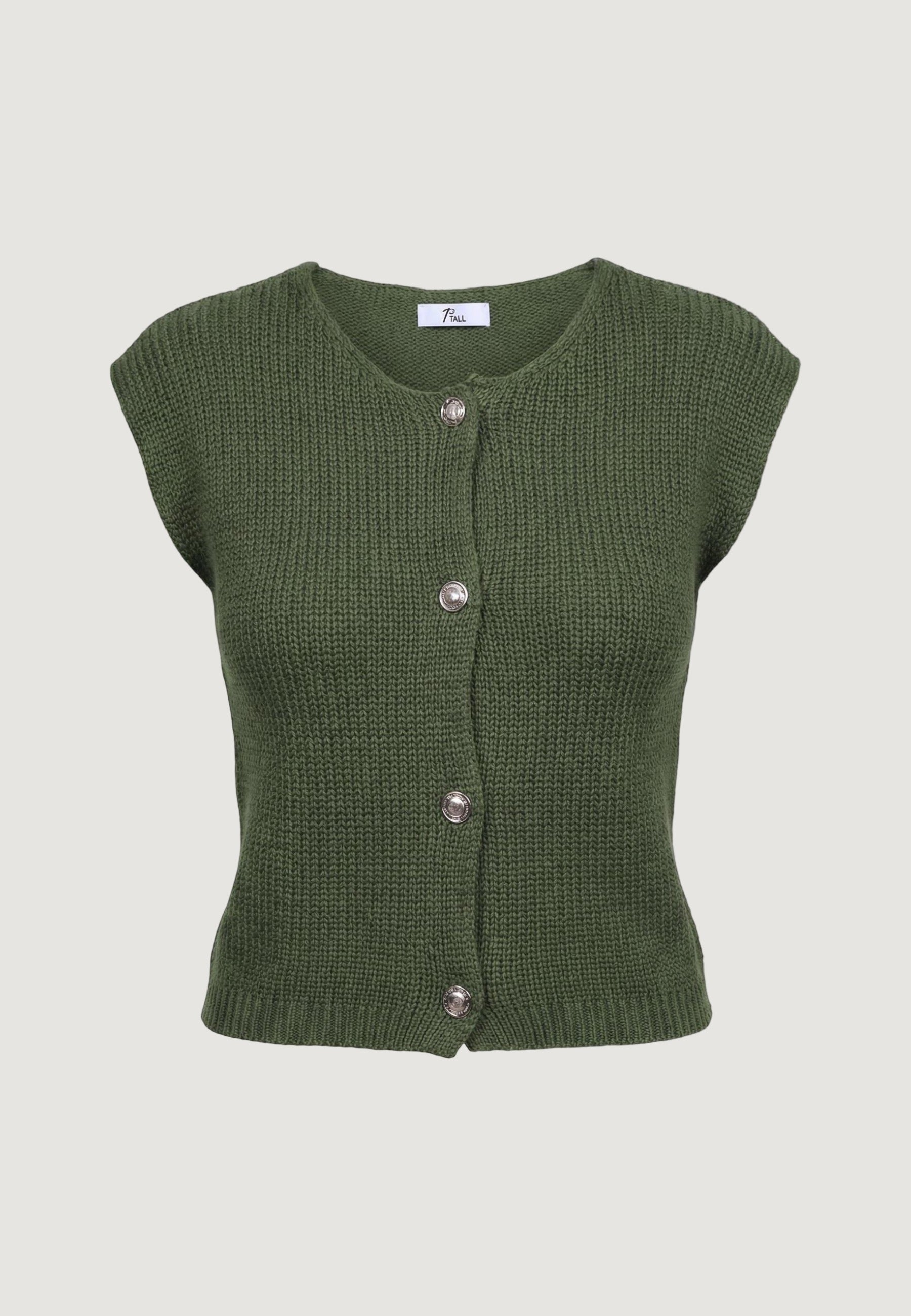 Cardigan pull s/maniche 26239 Militare