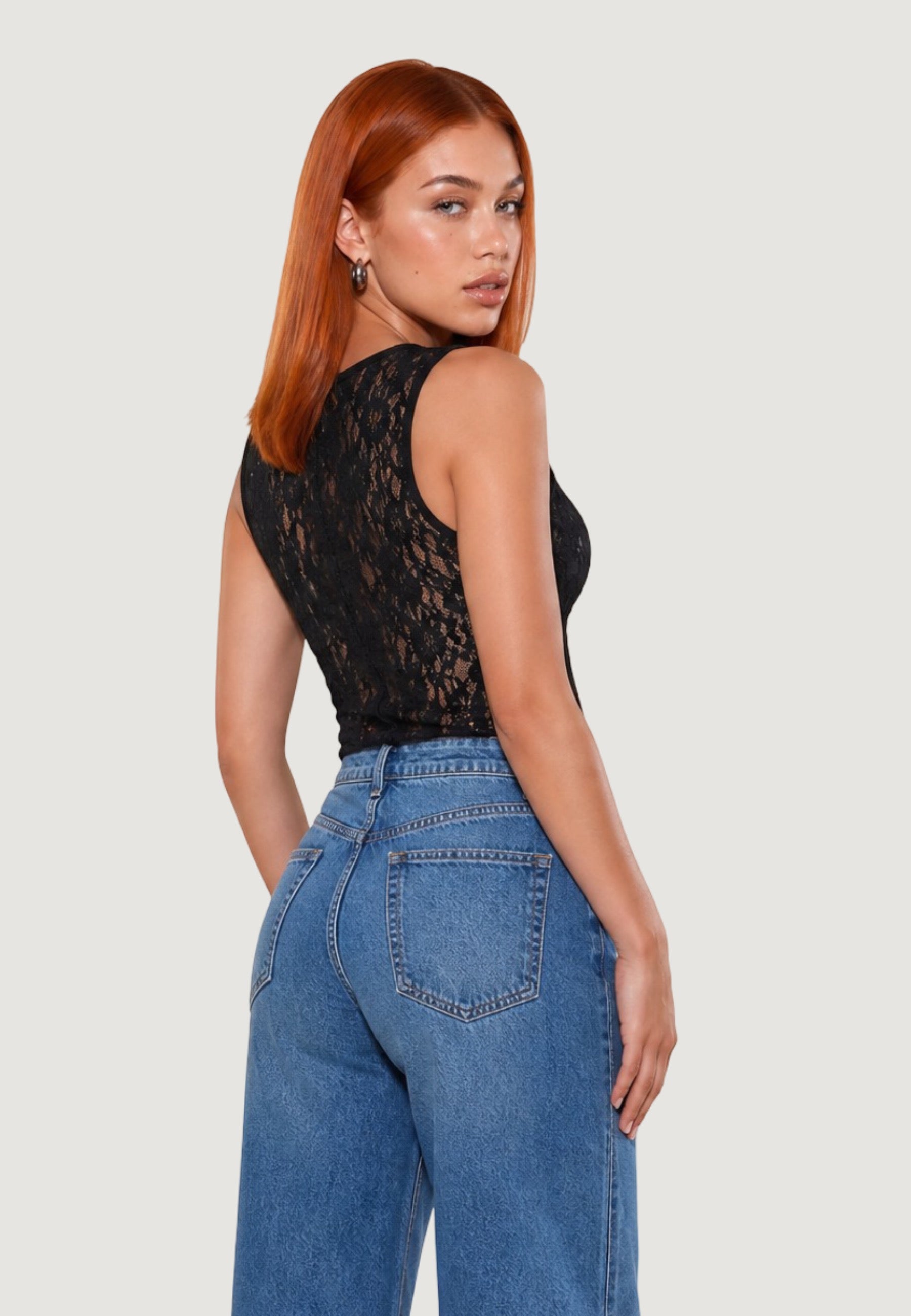 Top top in pizzo 26558-3 Nero
