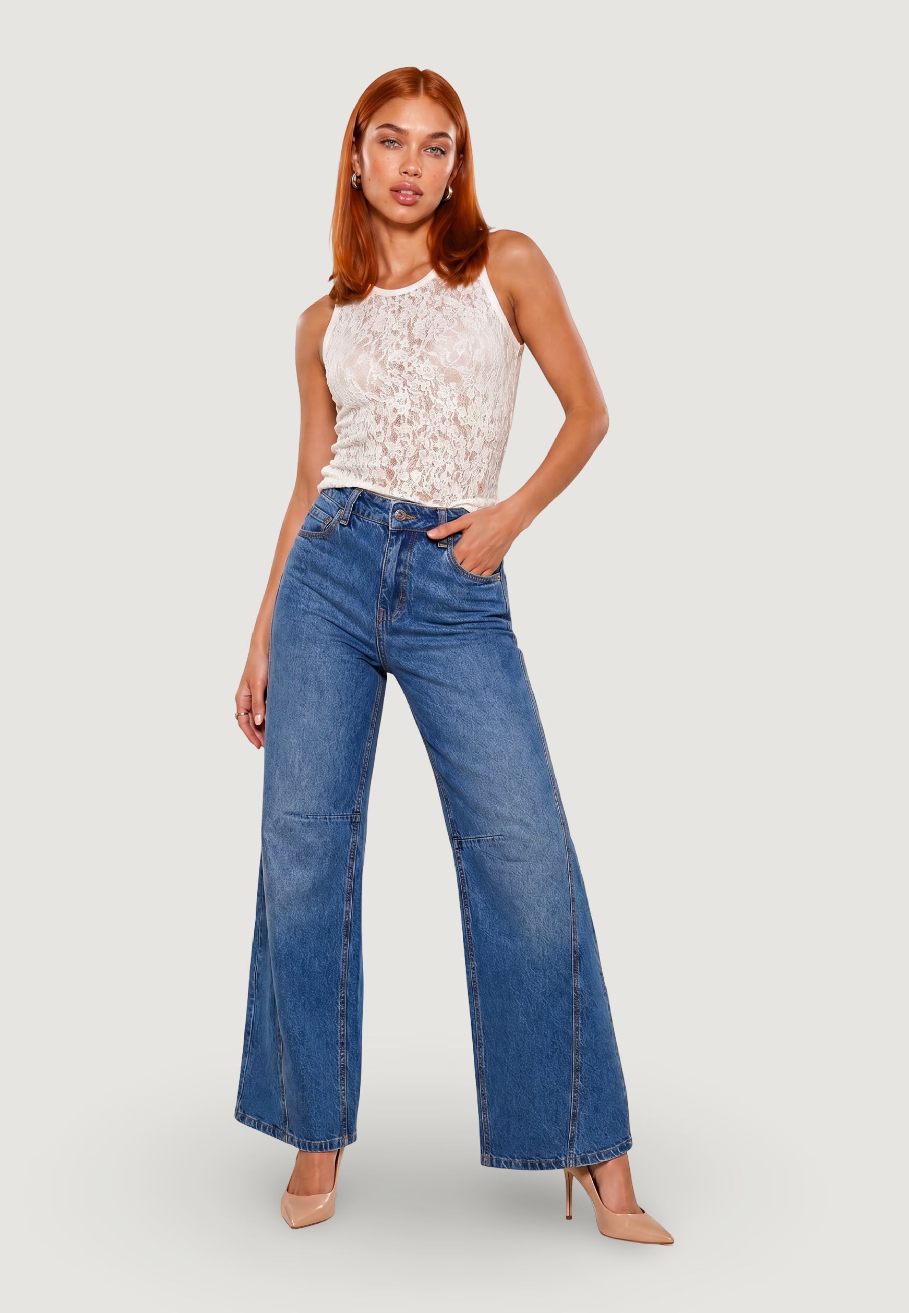 Top top in pizzo 26558-3 Panna