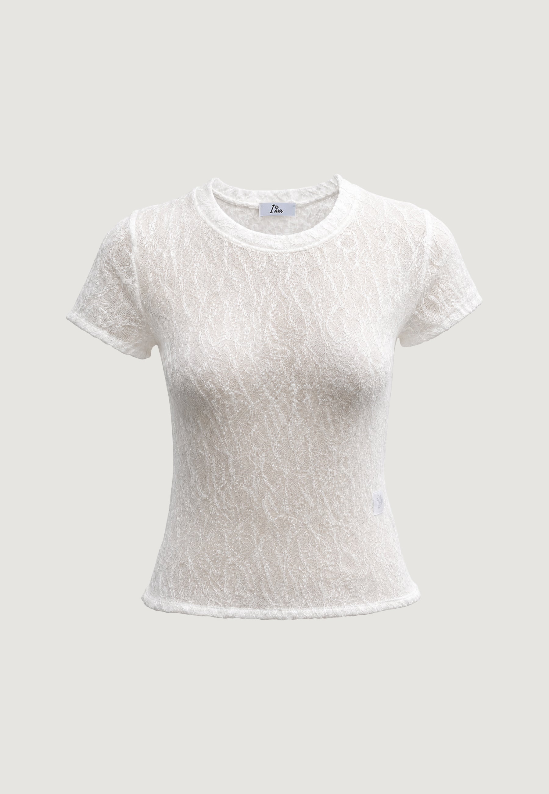 T-shirt a Maniche Corte top in pizzo 26559-3 Panna