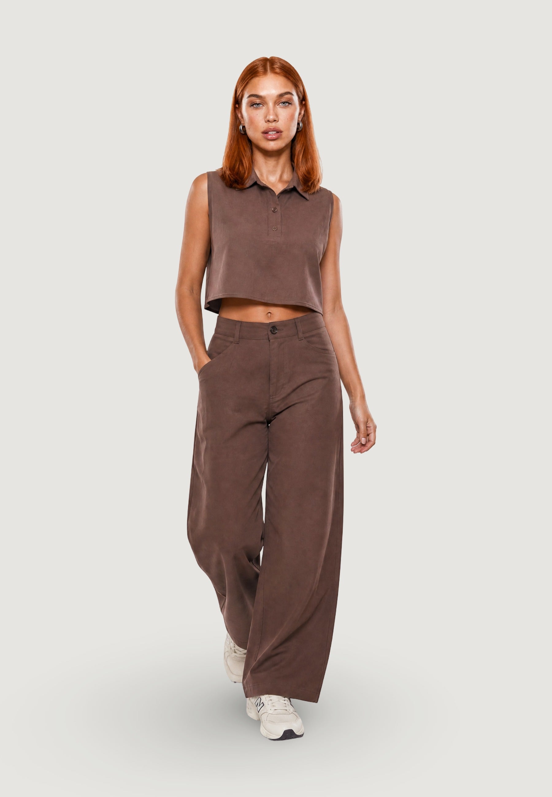 Pantaloni pant. palazzo tencel 30901-2 Caffè