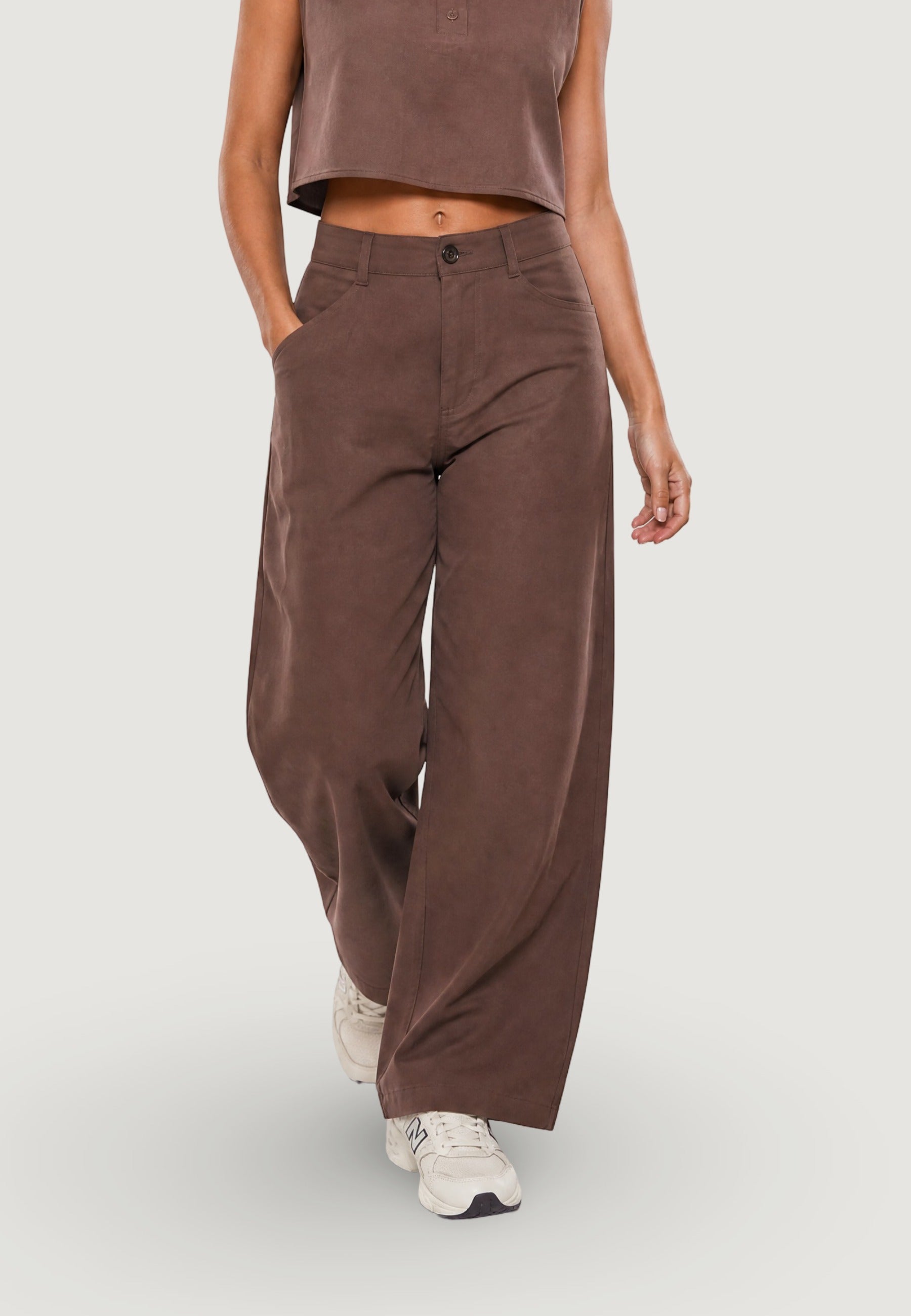 Pantaloni pant. palazzo tencel 30901-2 Caffè
