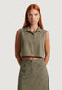 I Am Camicia a Maniche Corte camicia crop tencel 30902-2 Nero