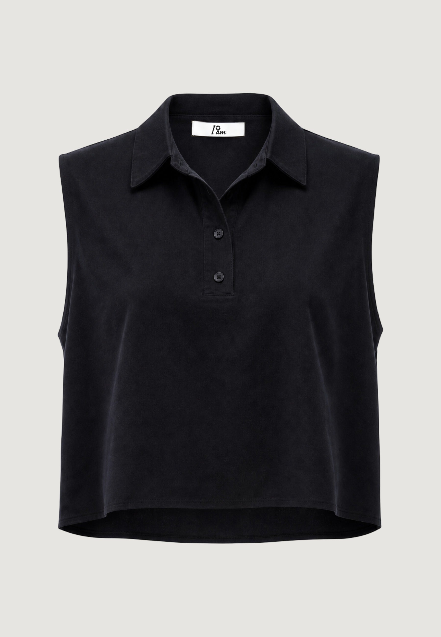 Camicia a Maniche Corte camicia crop tencel 30902-2 Nero