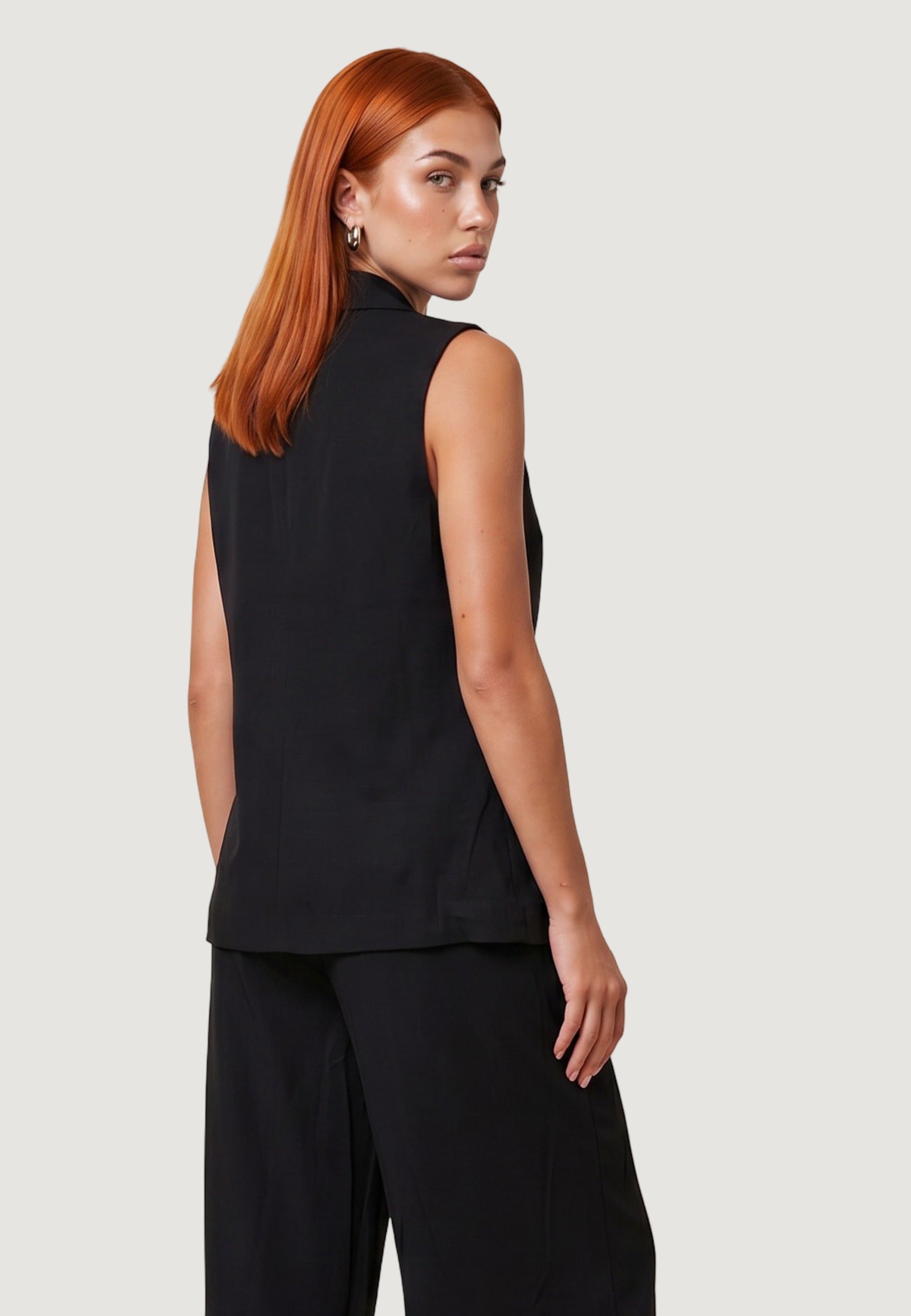 Gilet Elegante gilet tencel 30912-2 Nero