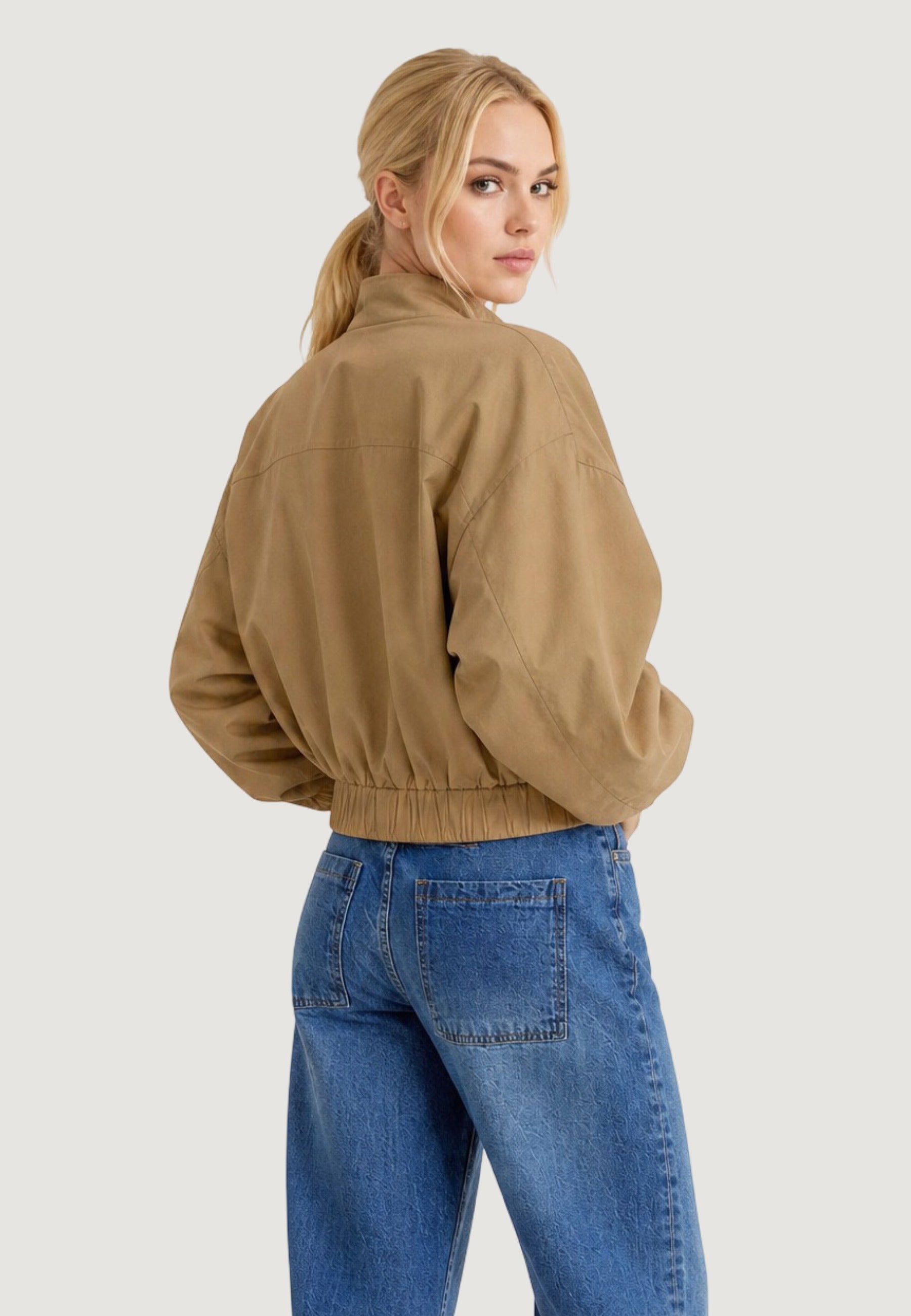 Giubbotto Bomber bomber con tasche 41768 Sabbia