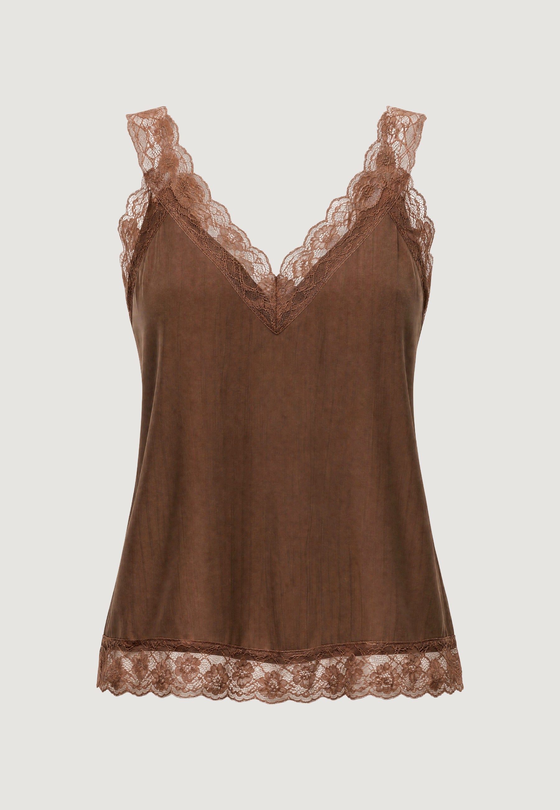 Top top crinkle + pizzo 53127-3 Cioccolato