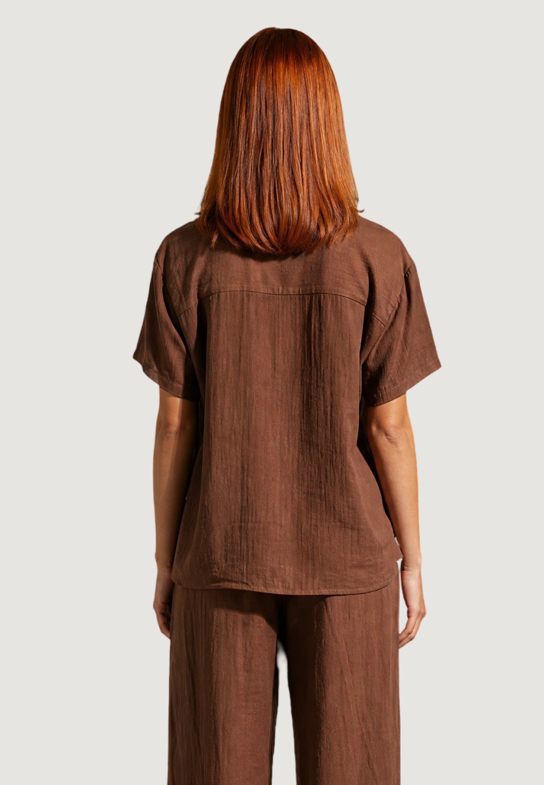 Camicia Overshirt camicia crinkle 53173-3 Cioccolato