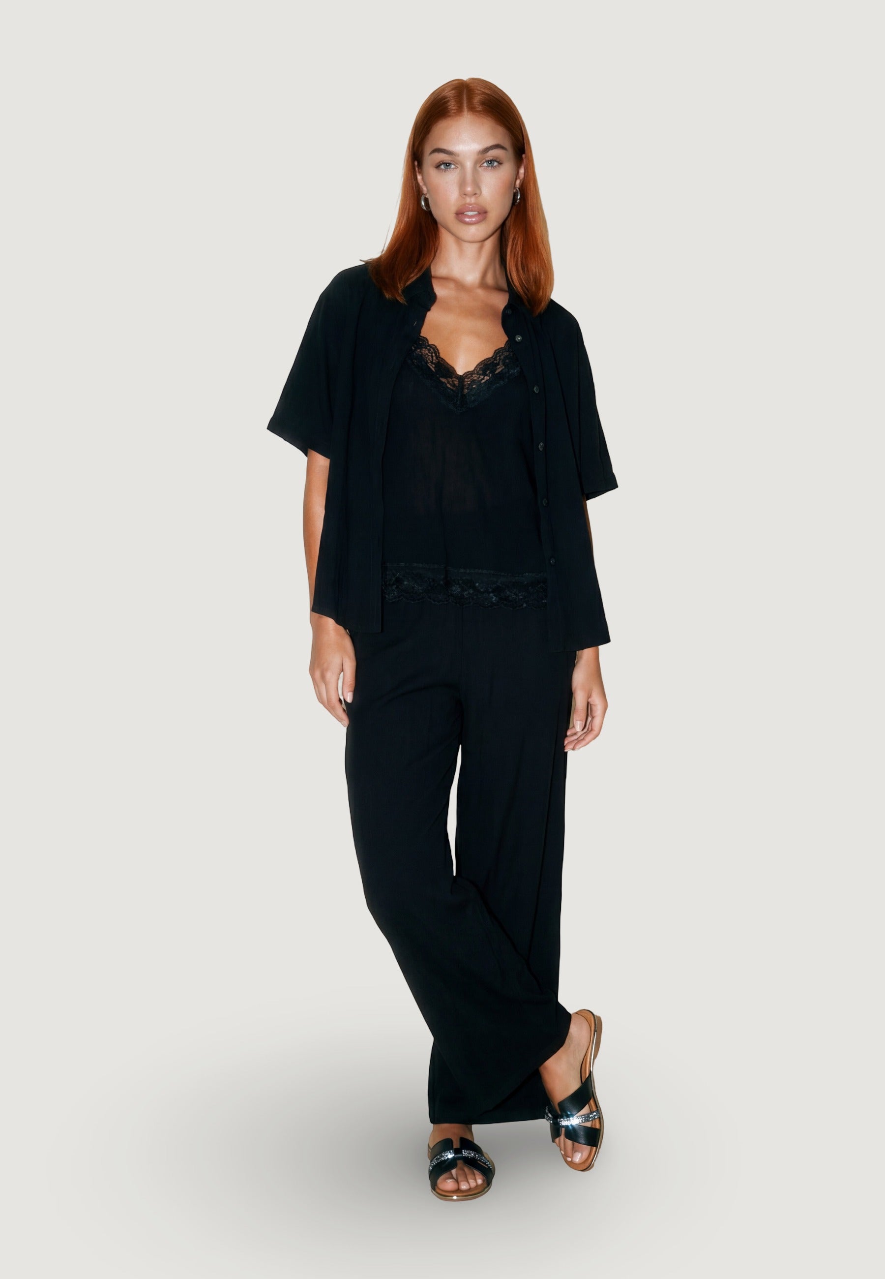 Camicia Overshirt camicia crinkle 53173-3 Nero