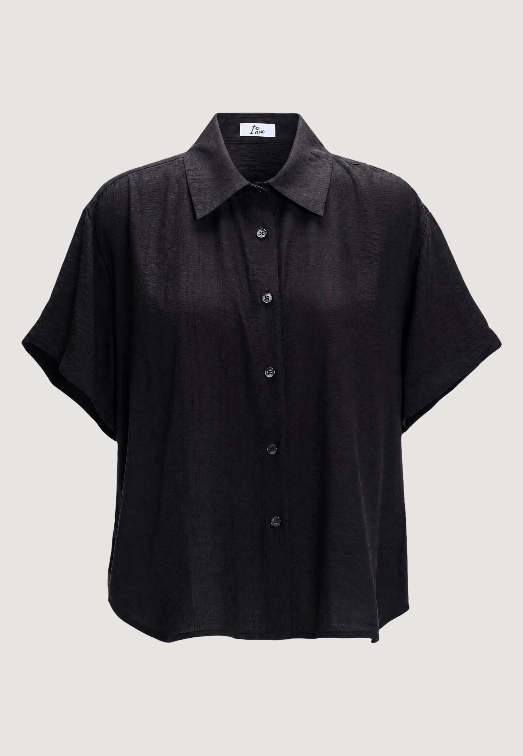 Camicia Overshirt camicia crinkle 53173-3 Nero