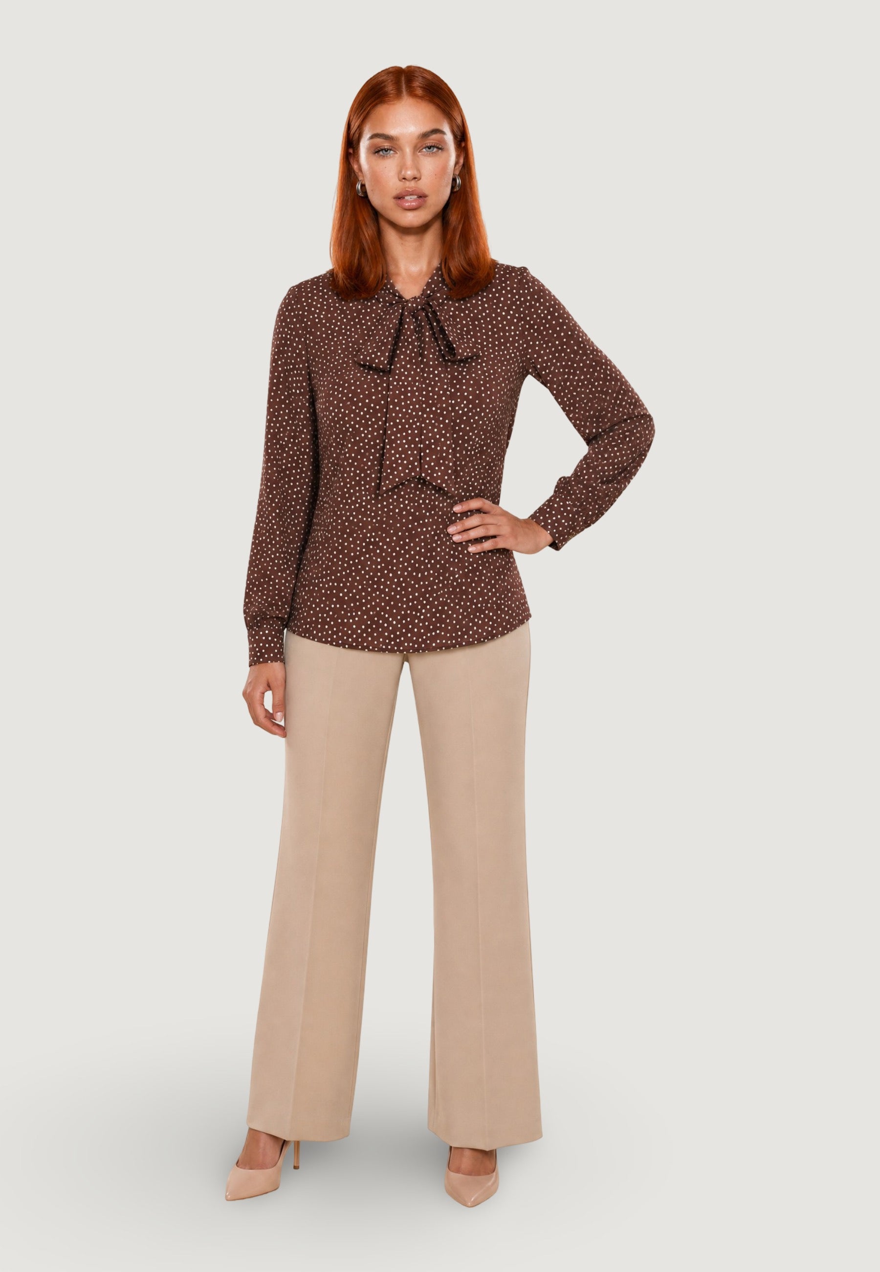 Blusa blusa doppia georgette con cravattino 9060 Moro