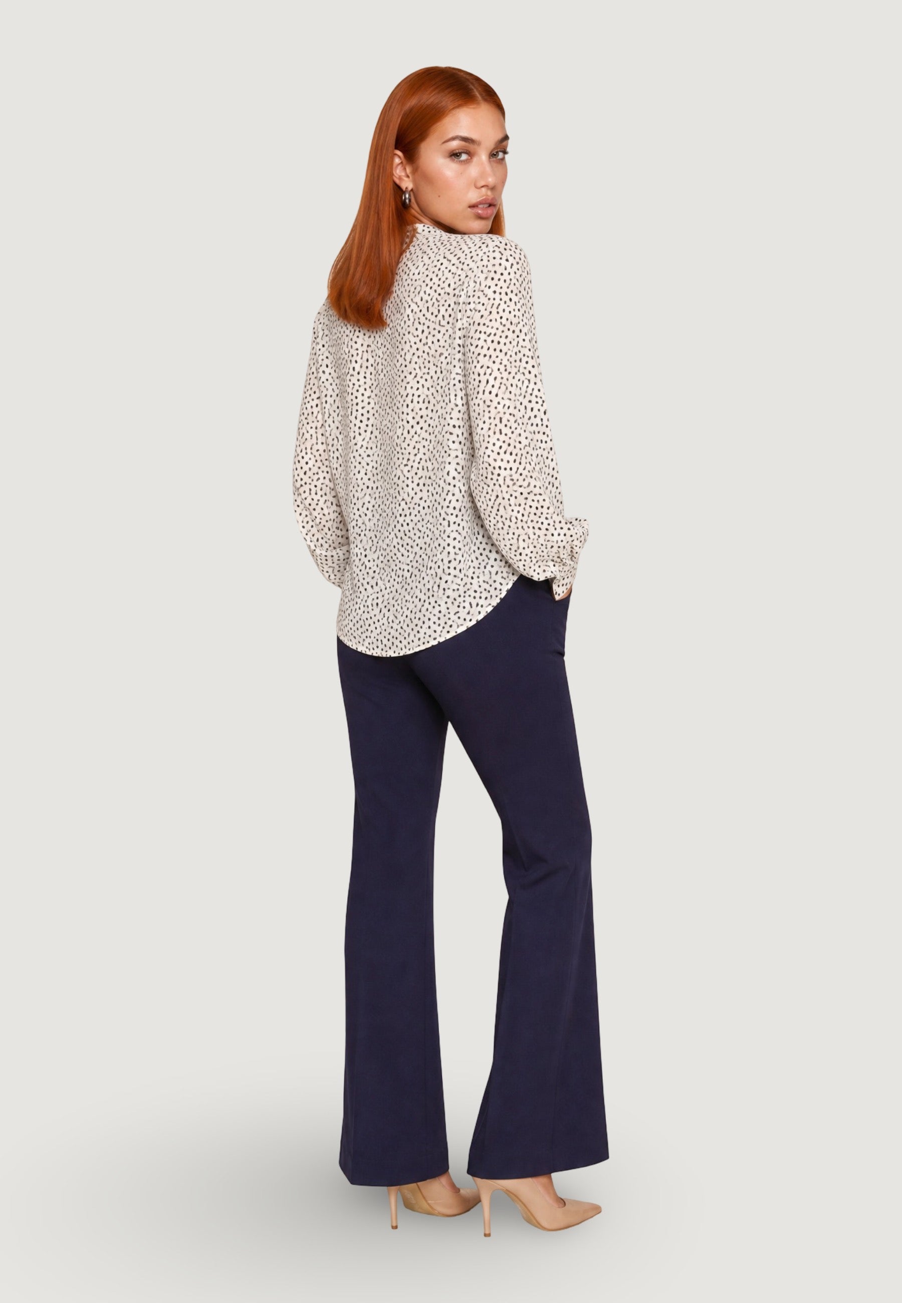 Blusa blusa doppia georgette con cravattino 9060 Panna