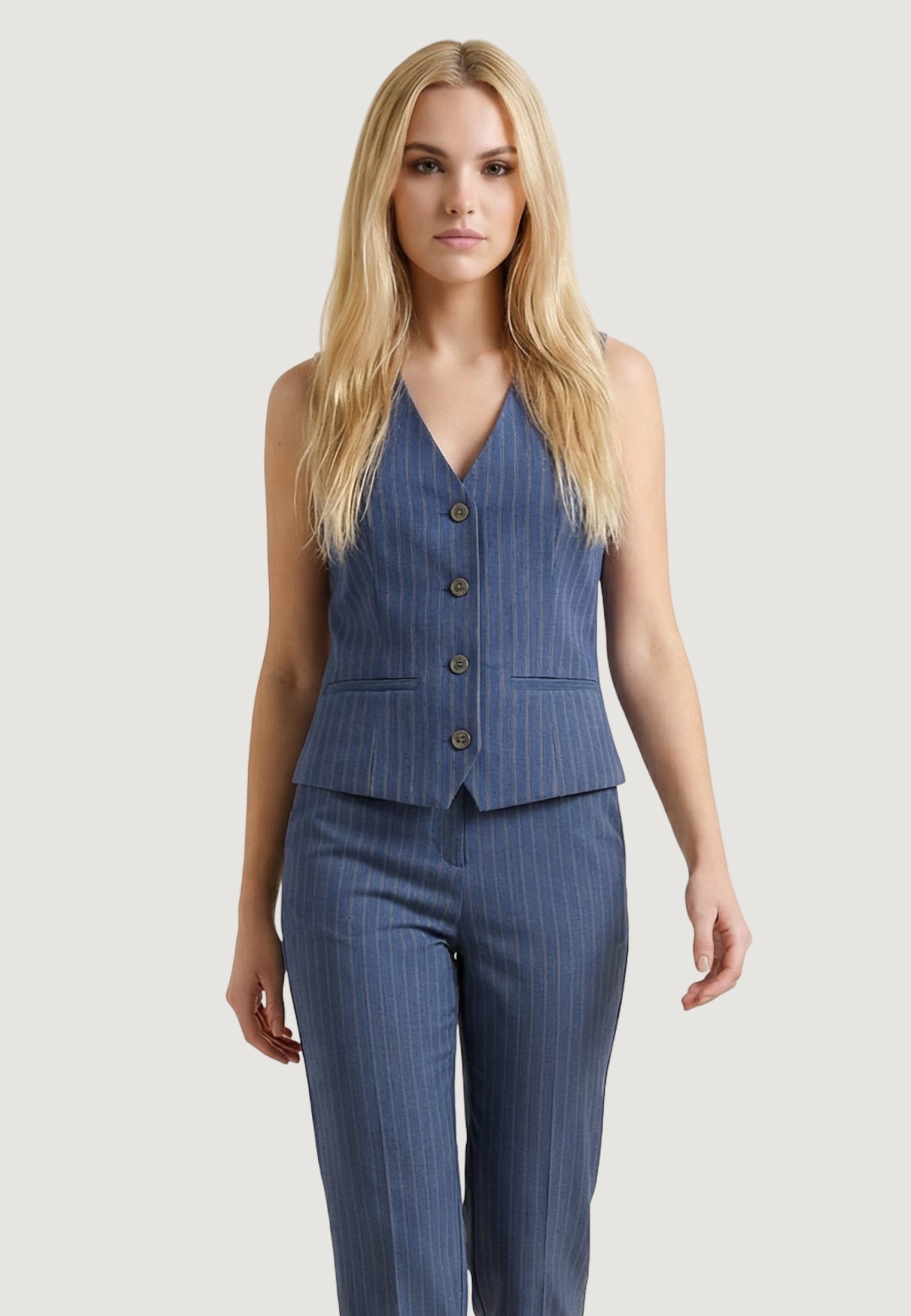 Gilet Elegante gilet gessato lurex 95105 Denim