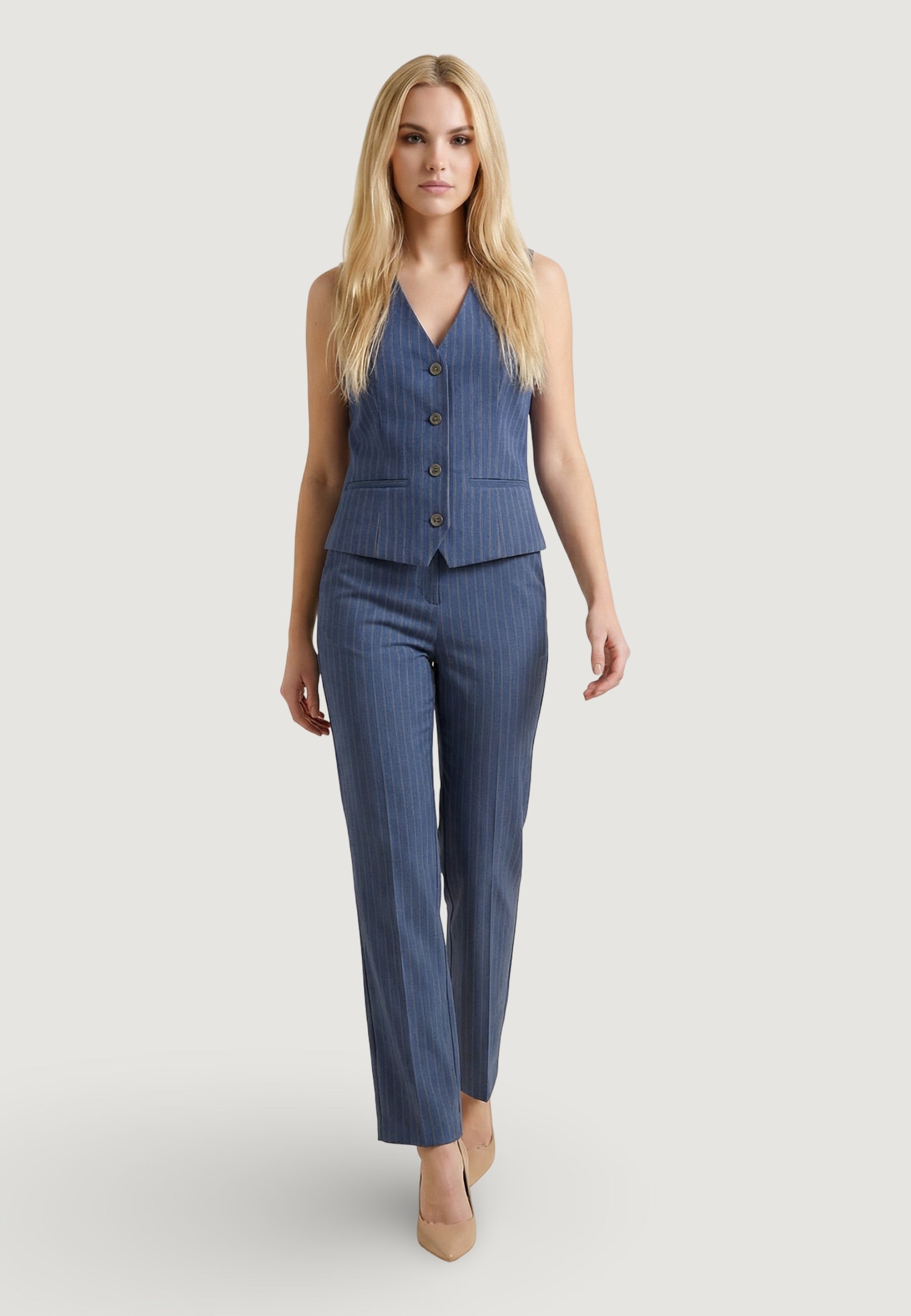 Gilet Elegante gilet gessato lurex 95105 Denim