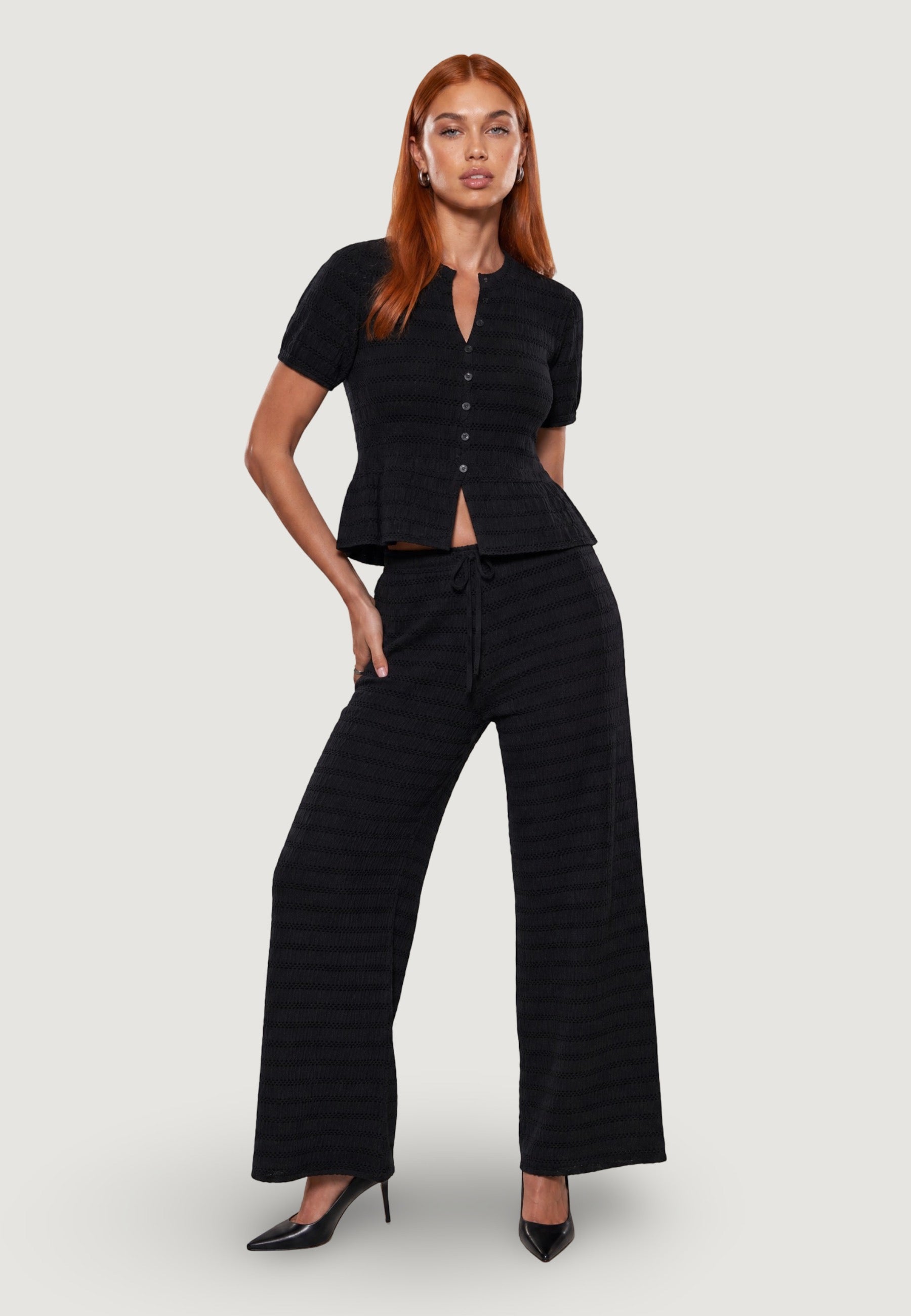 Pantaloni pentalone goffrato 95178-3 Nero