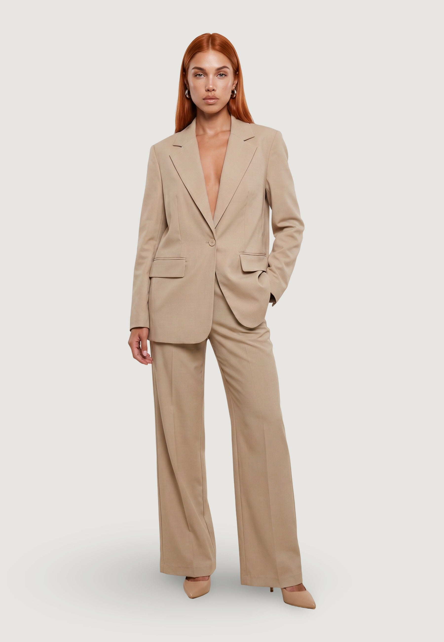 Giacca giacca slim con pizzo PE26063 Beige
