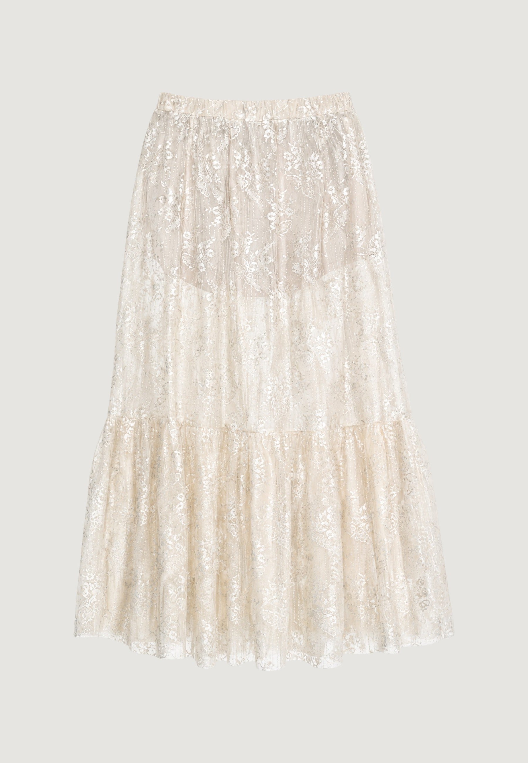 Gonna gonnellone con pizzo PE26065 Beige