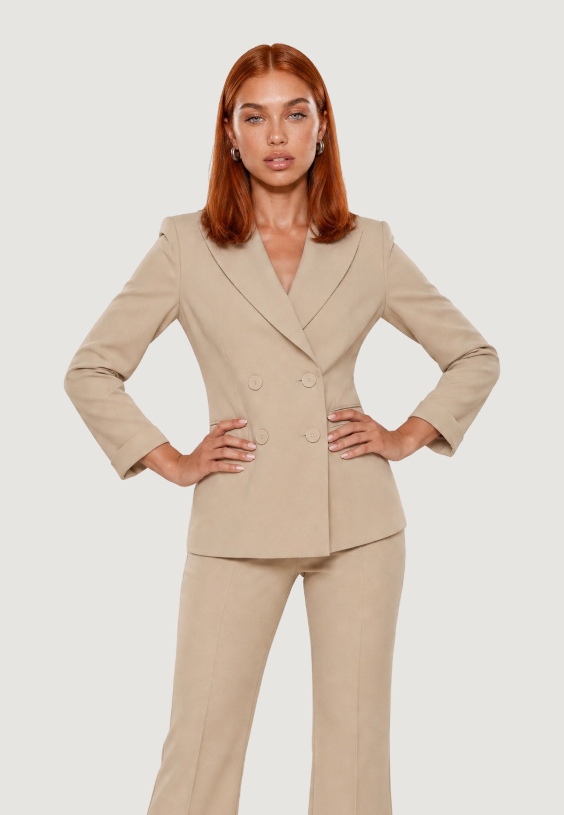 Giacca giacca doppio petto tess. scuba PE26075 Beige