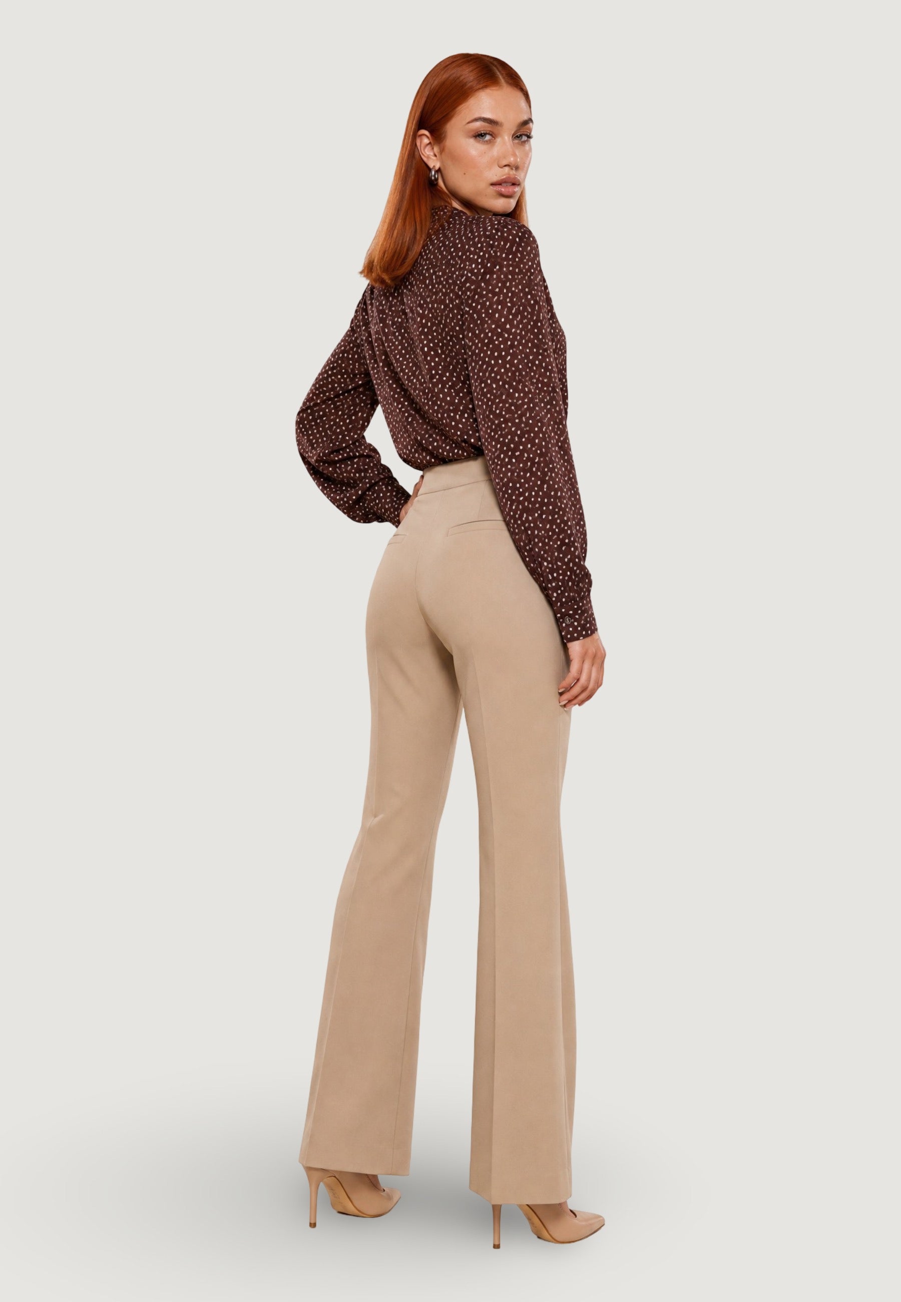 Pantaloni pantalone flare tess. scuba PE26100 Beige