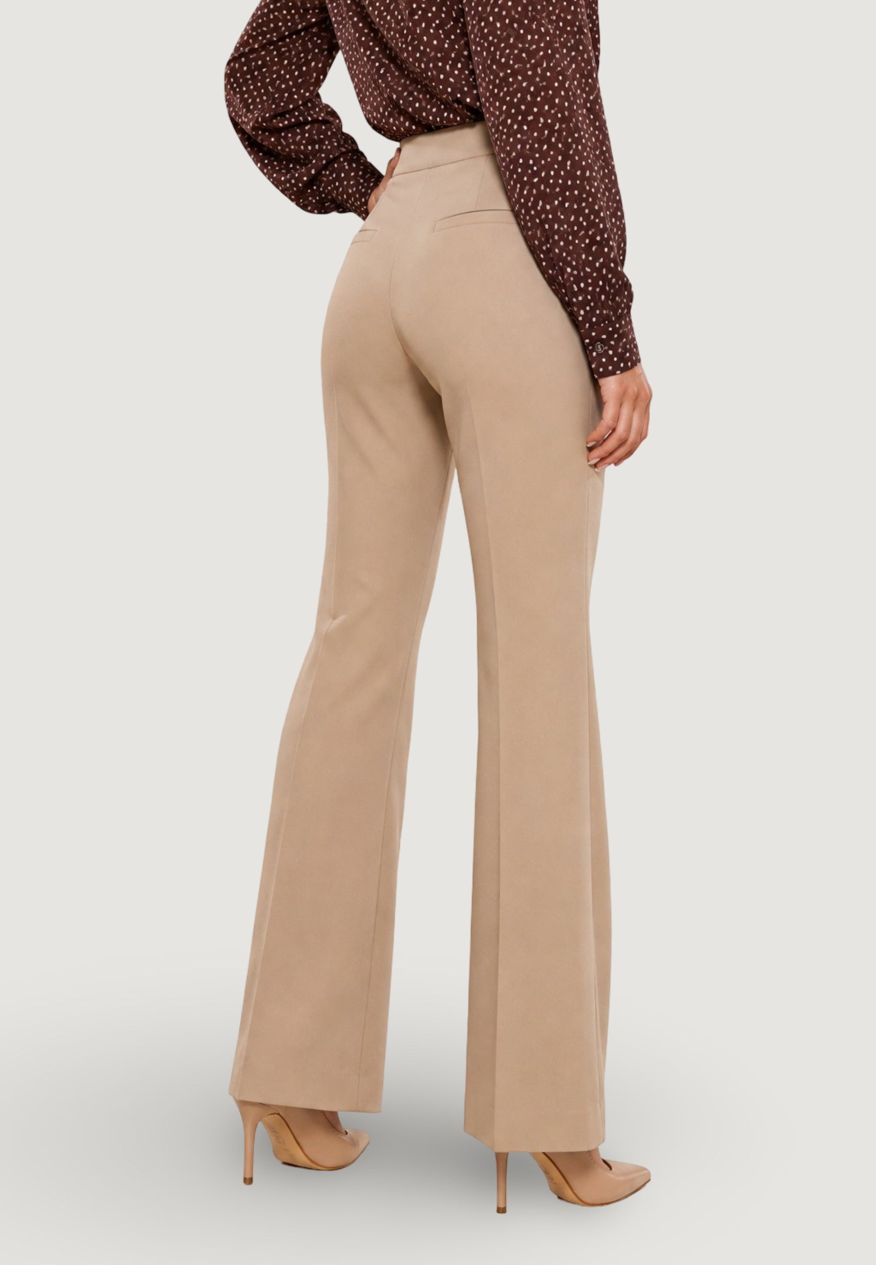 Pantaloni pantalone flare tess. scuba PE26100 Beige