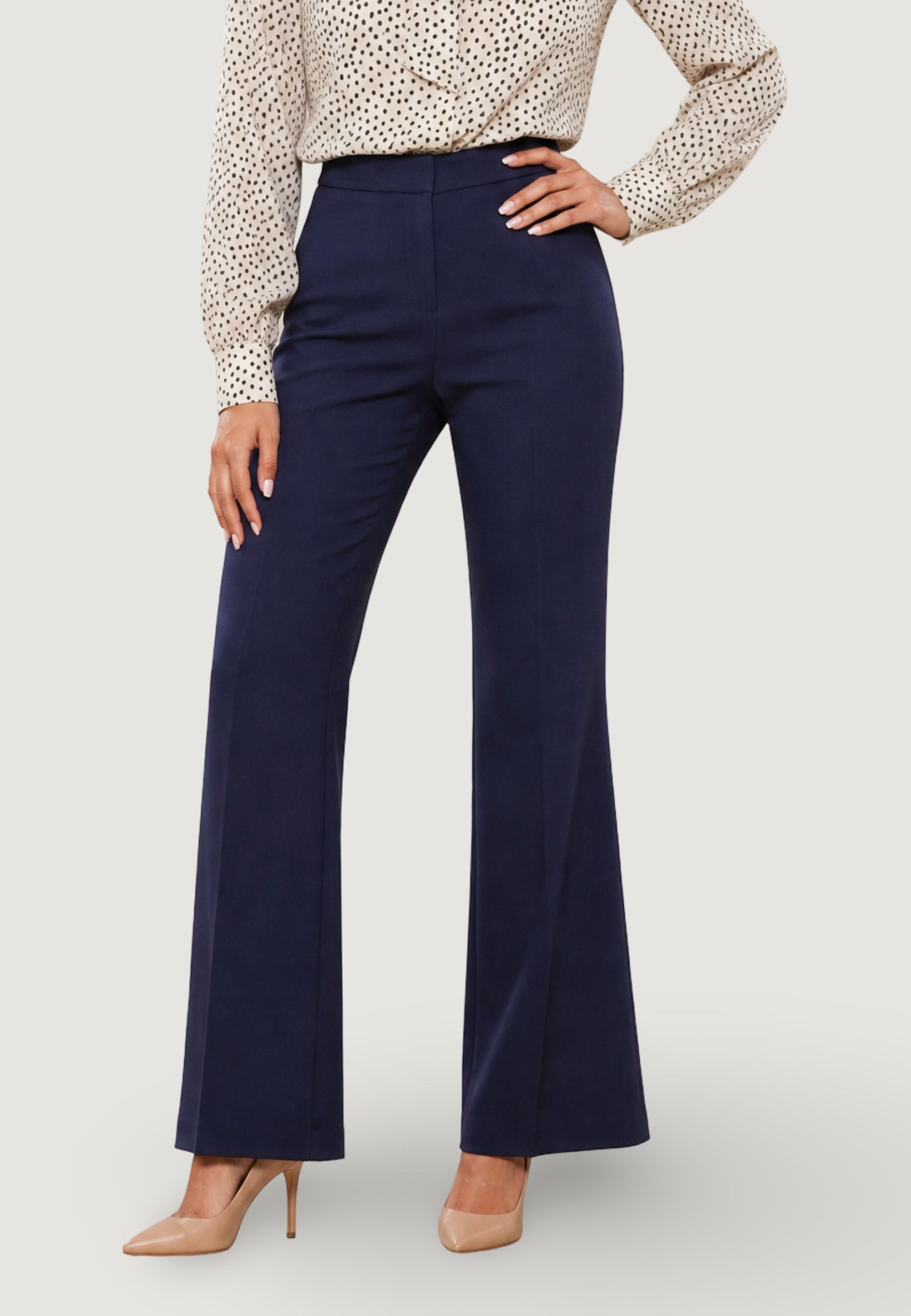 Pantaloni pantalone flare tess. scuba PE26100 Blu