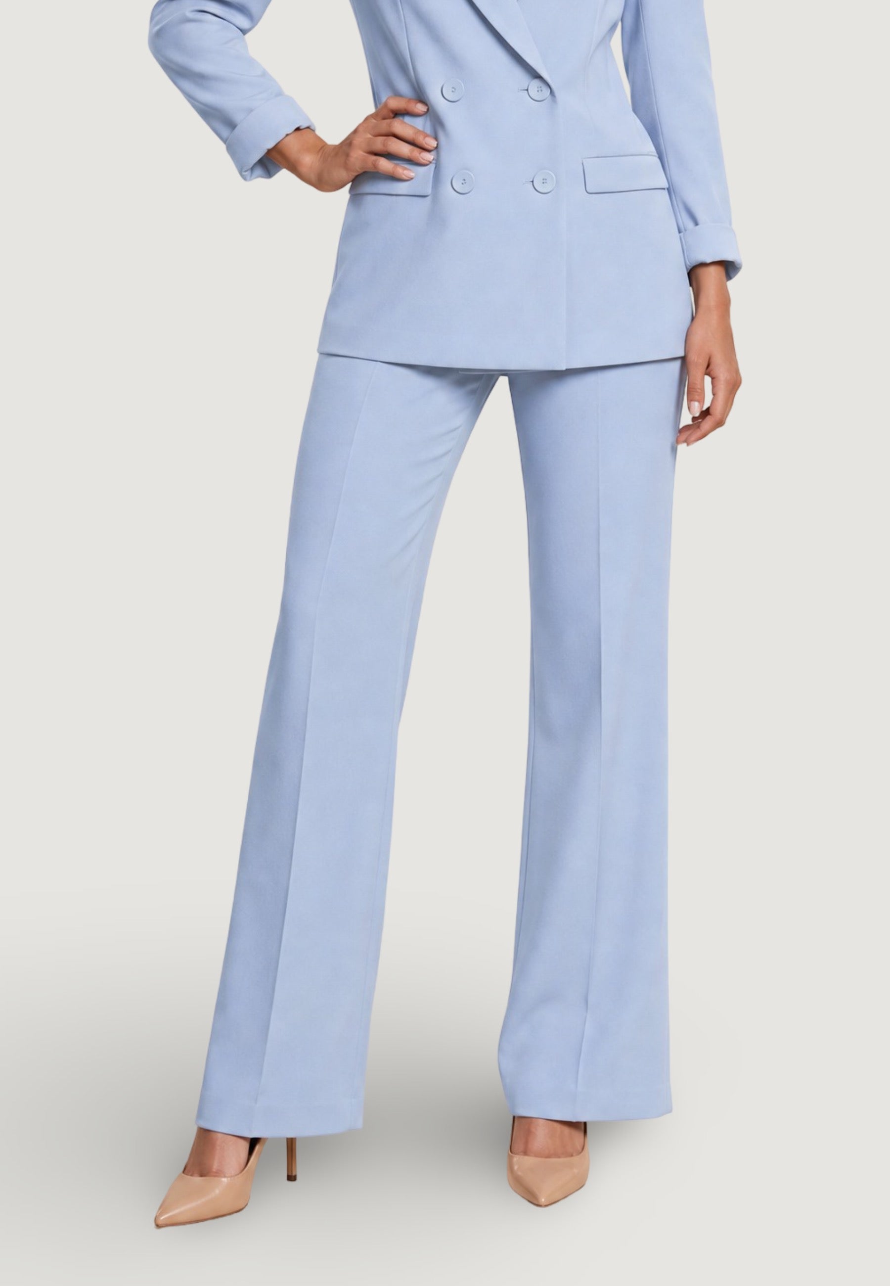 Pantaloni pantalone flare tess. scuba PE26100 Cielo