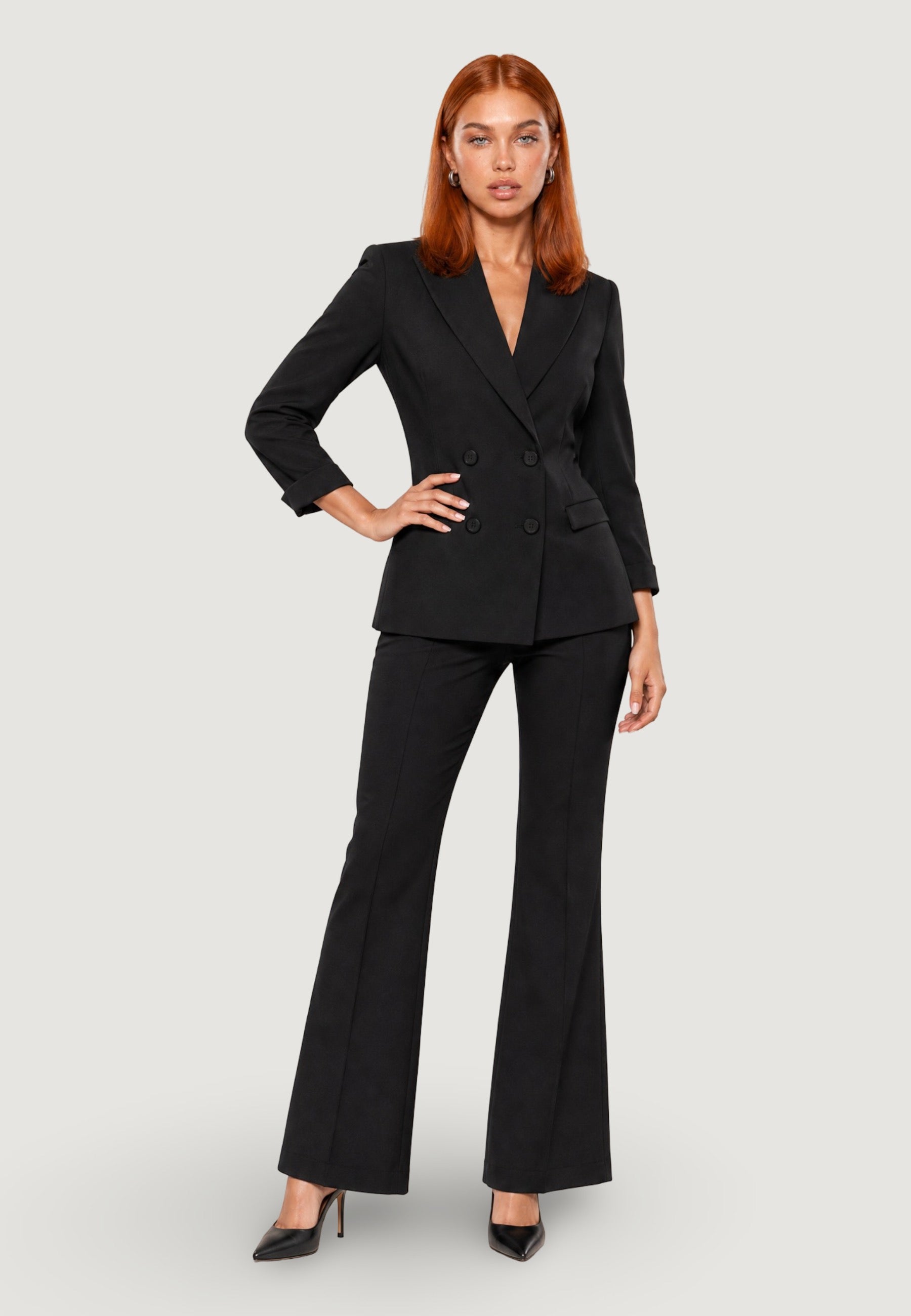 Pantaloni pantalone flare tess. scuba PE26100 Nero