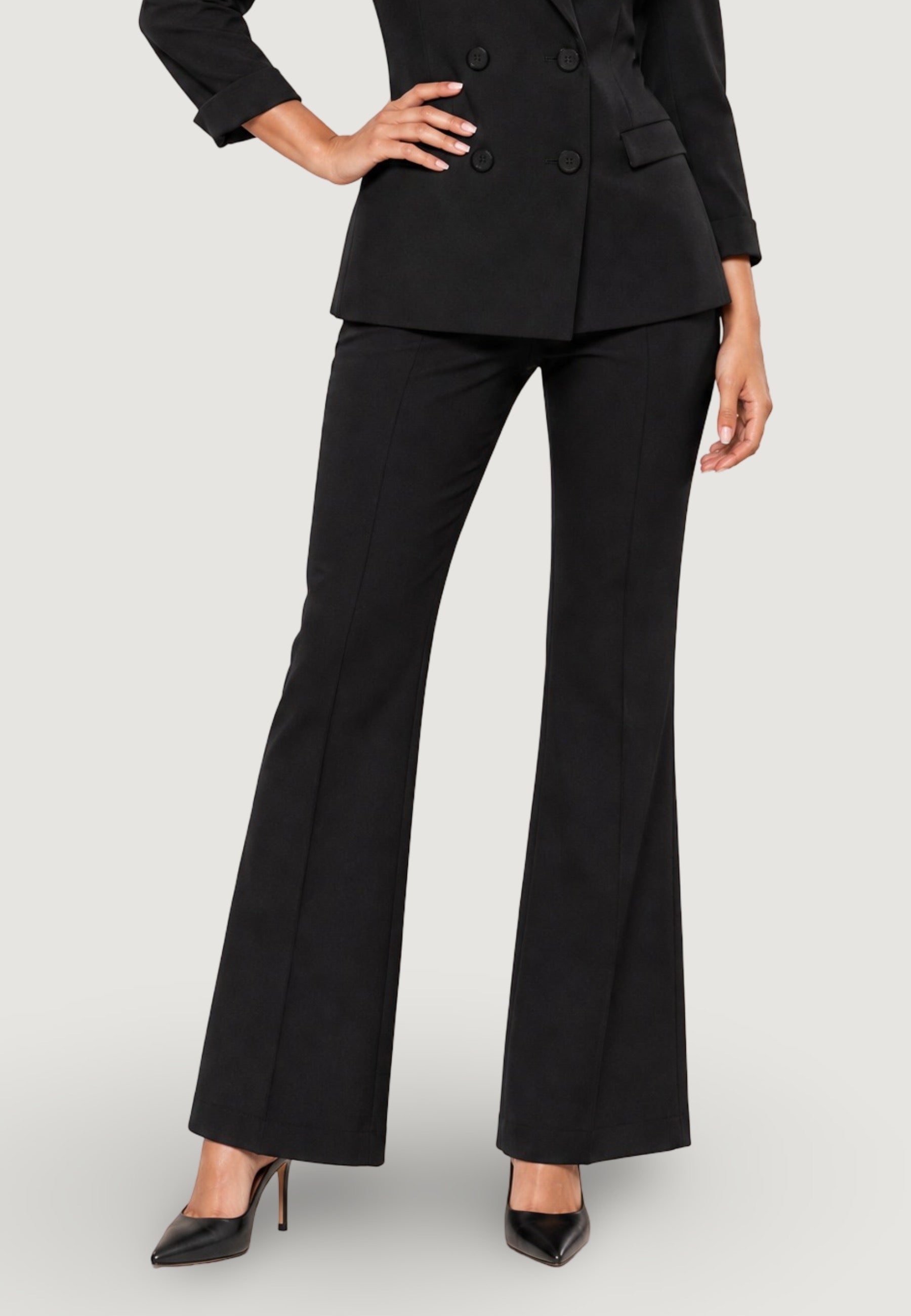 Pantaloni pantalone flare tess. scuba PE26100 Nero