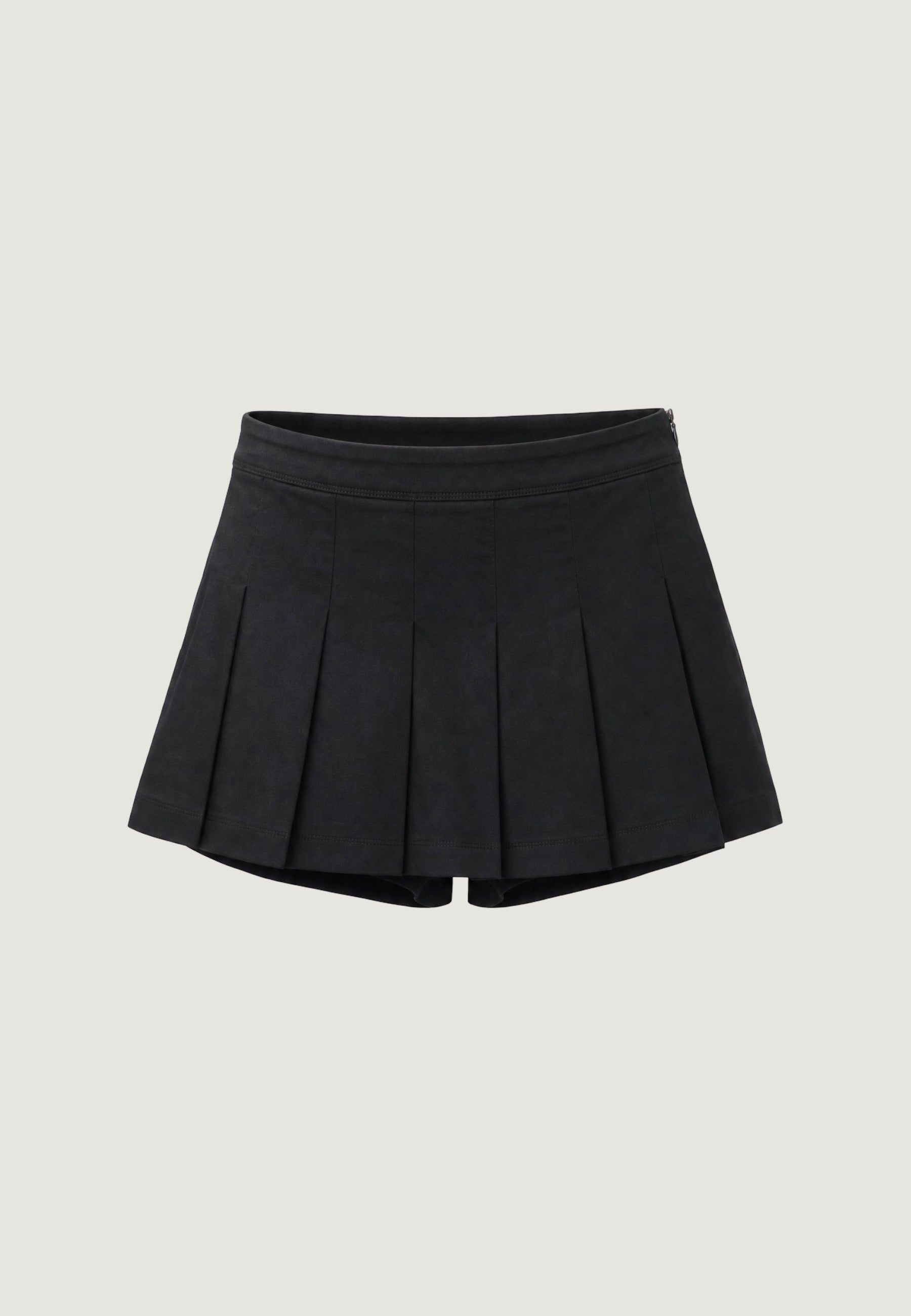 Gonna mini a pieghe con shorts cotone TW104-2 Nero
