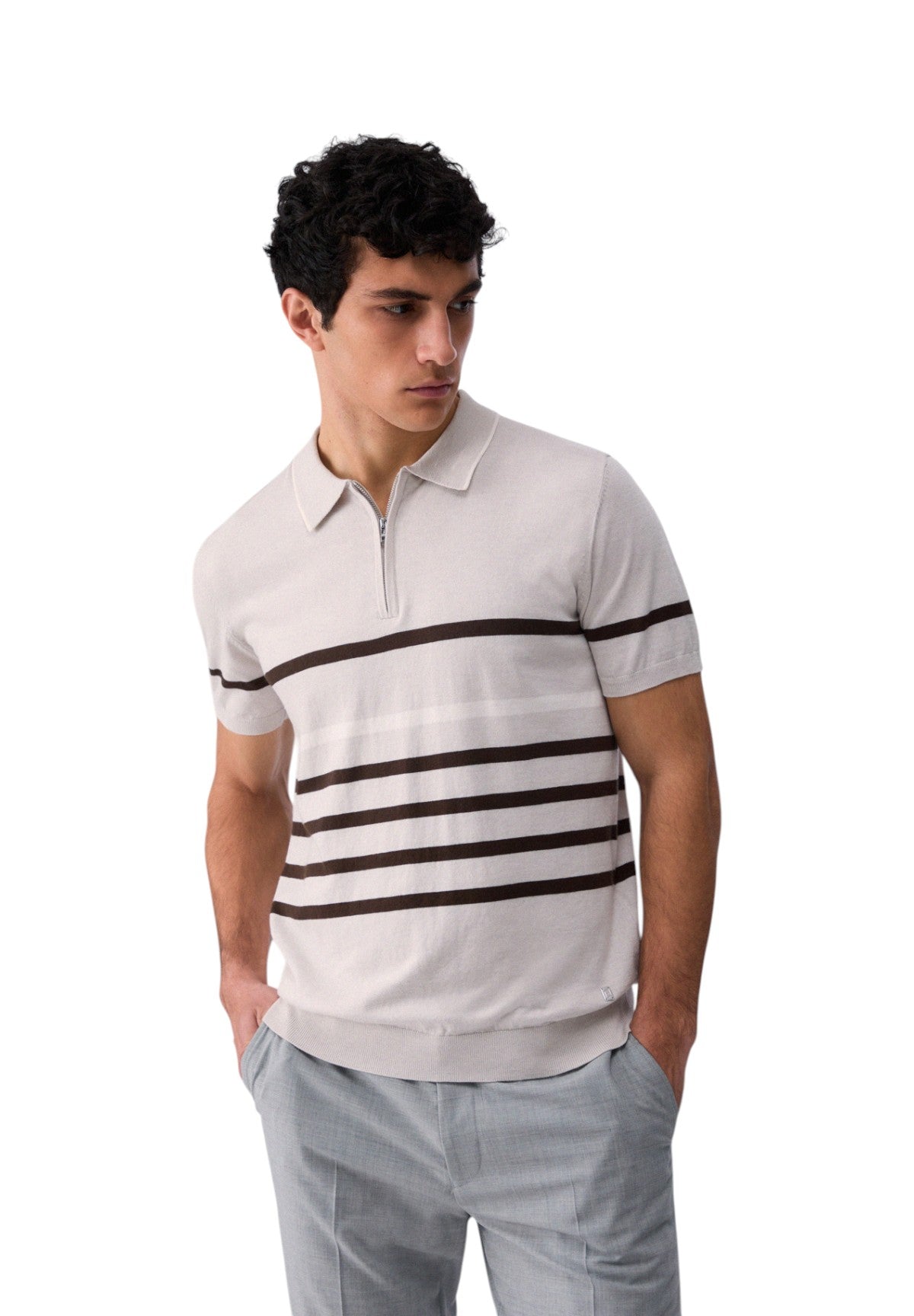 Polo Jersey QA6013 Grey, Pl Chocol, White