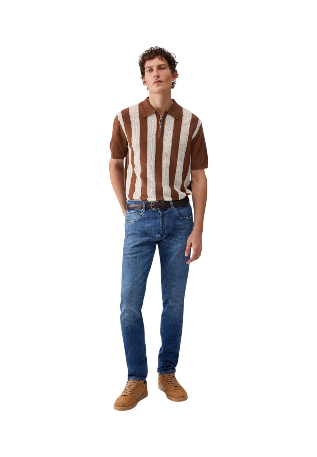 Polo Jersey QA6122 Cognac, Lt Rainy Day
