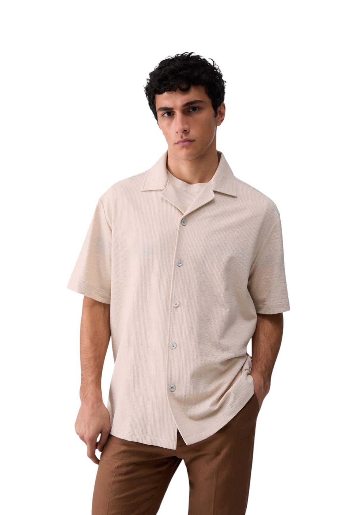 Camicia a Maniche Corte QA6268 Light Rainy Day