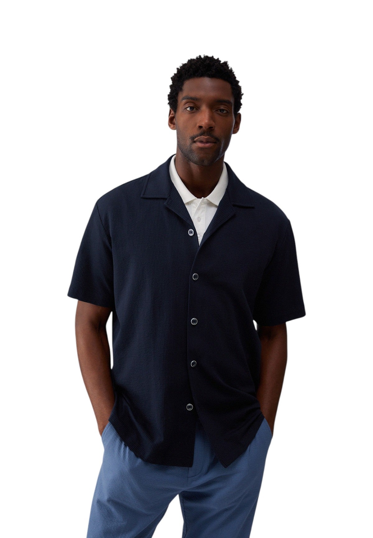 Camicia a Maniche Corte QA6268 Dark Blue