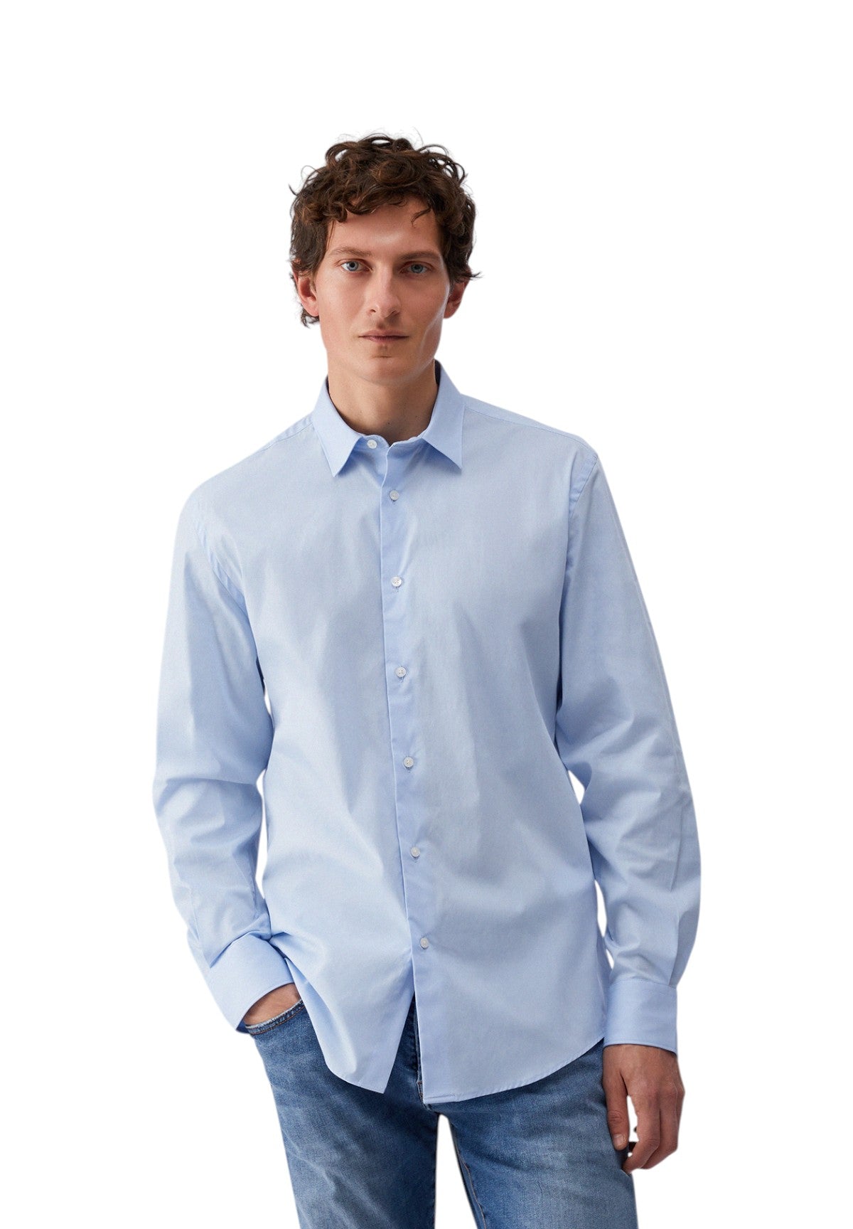 Camicia a Maniche Lunghe Milano Chambray QXX053 Sky blue