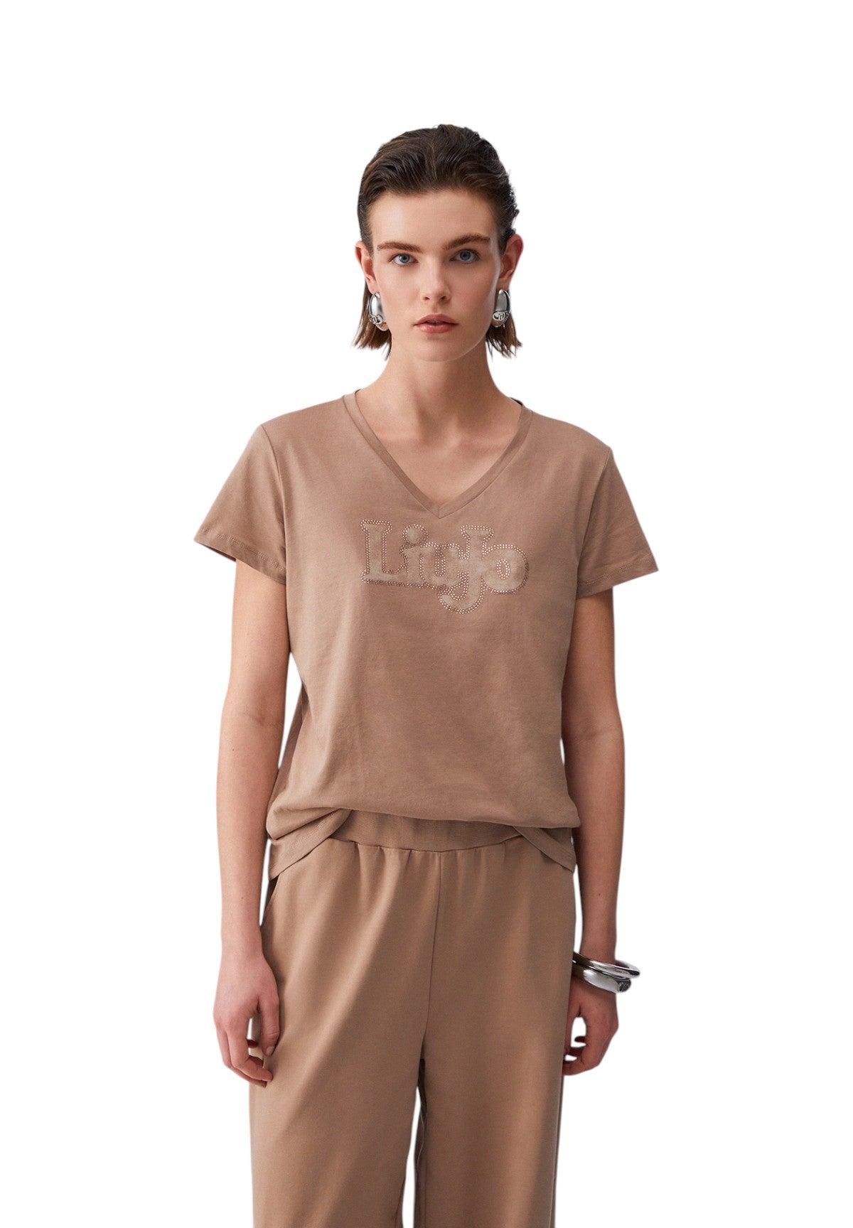 T-shirt a Maniche Corte TA6057 Almond, Liujo Washed