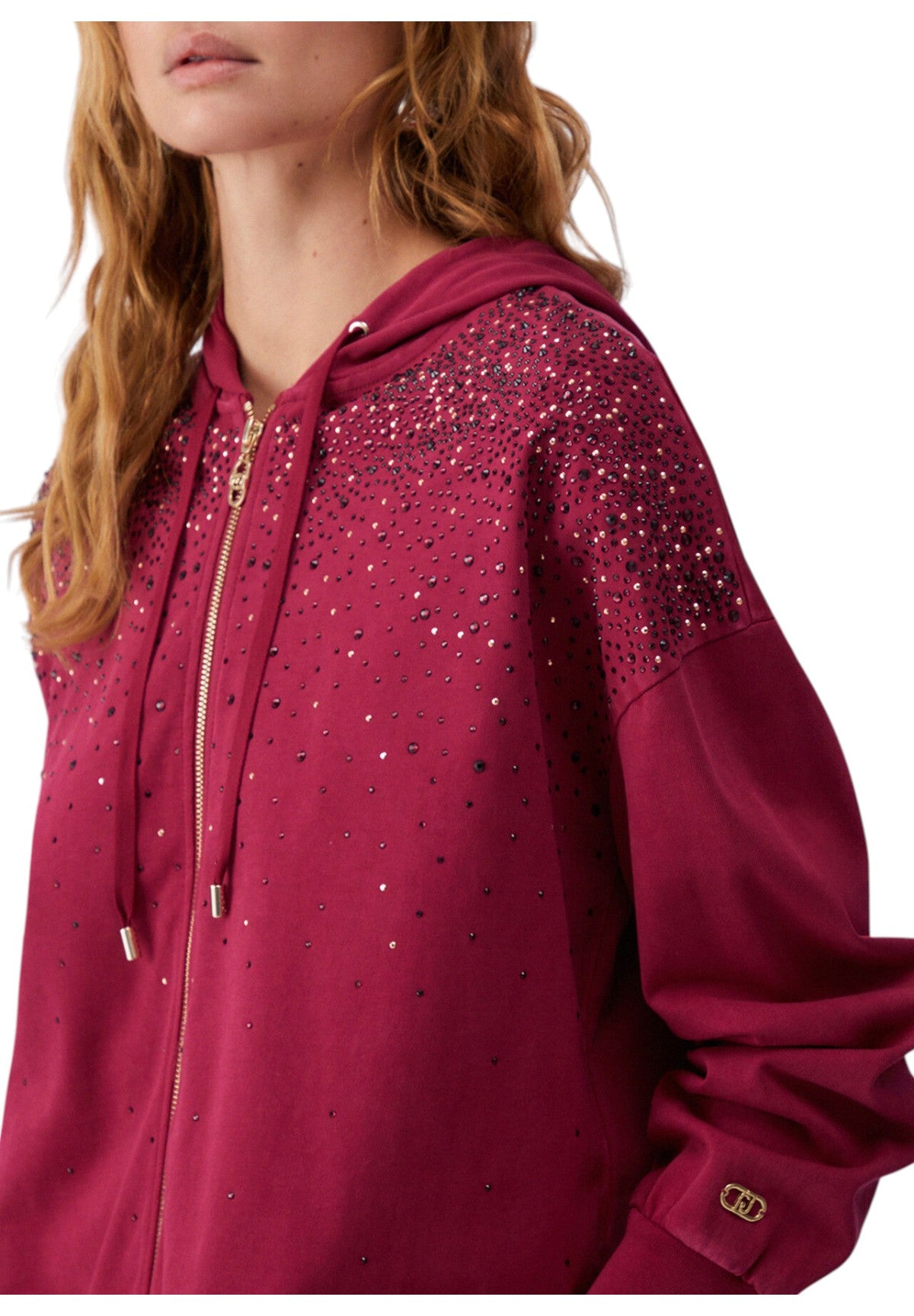 Felpa Full-Zip con Cappuccio TA6196 Scarlet, Waterfall