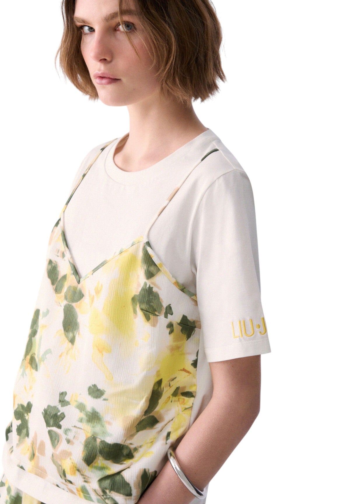 T-shirt a Maniche Corte TA6261 Wh Milk, Green Shades