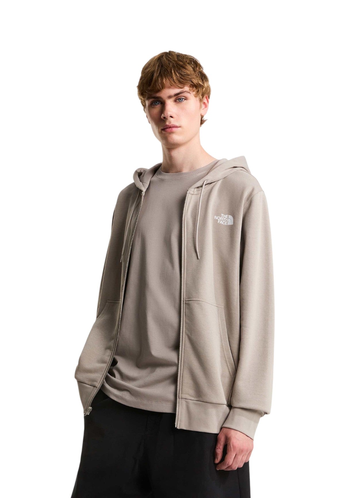 Felpa Full-Zip con Cappuccio Msimple Dome Light Regular Full Zip Hoo NF0A8GQ7 Stone Slab