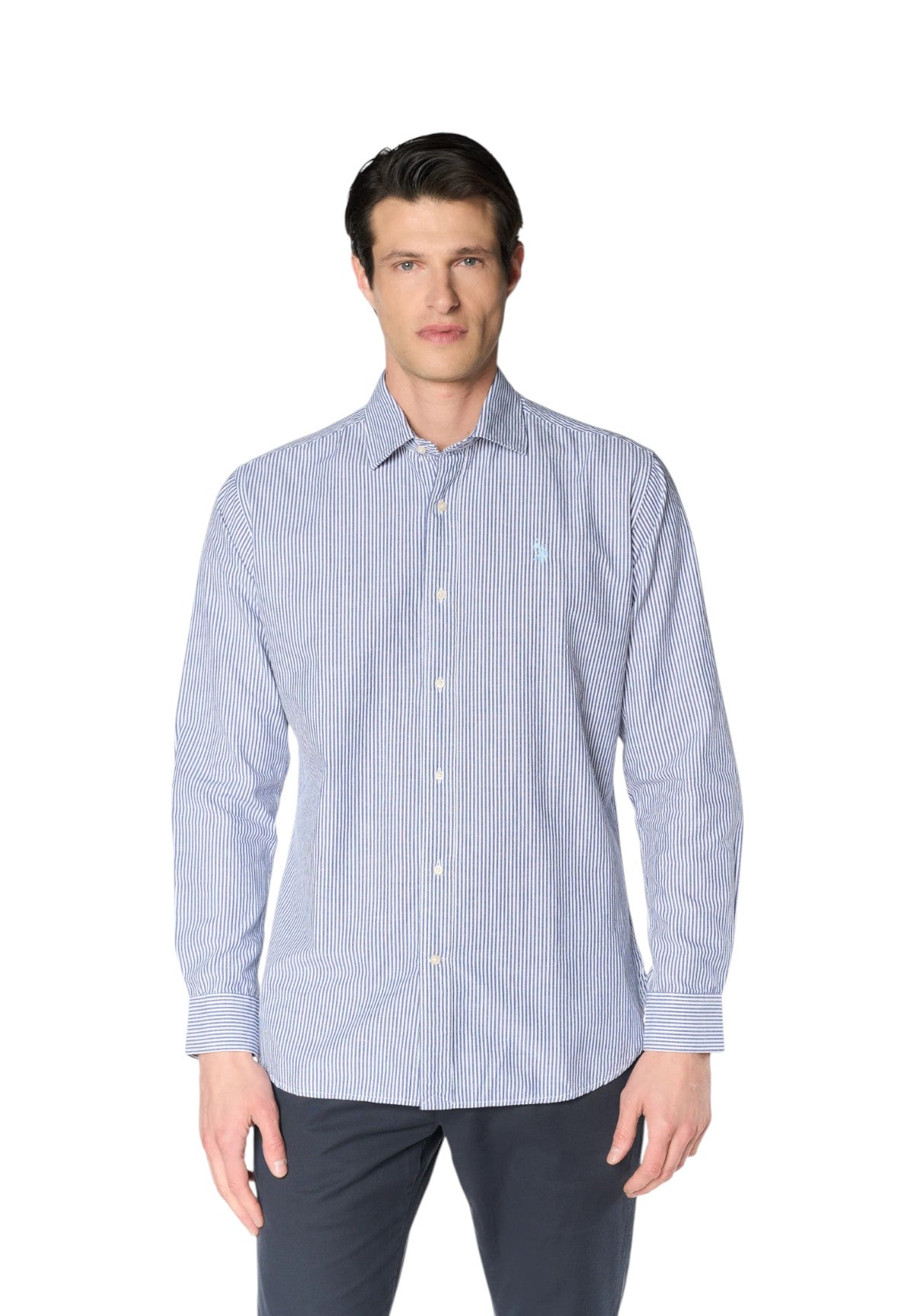 Camicia a Maniche Lunghe Ivor US43104016 Blu Medio