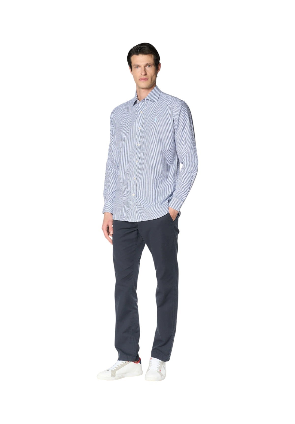 Camicia a Maniche Lunghe Ivor US43104016 Blu Medio