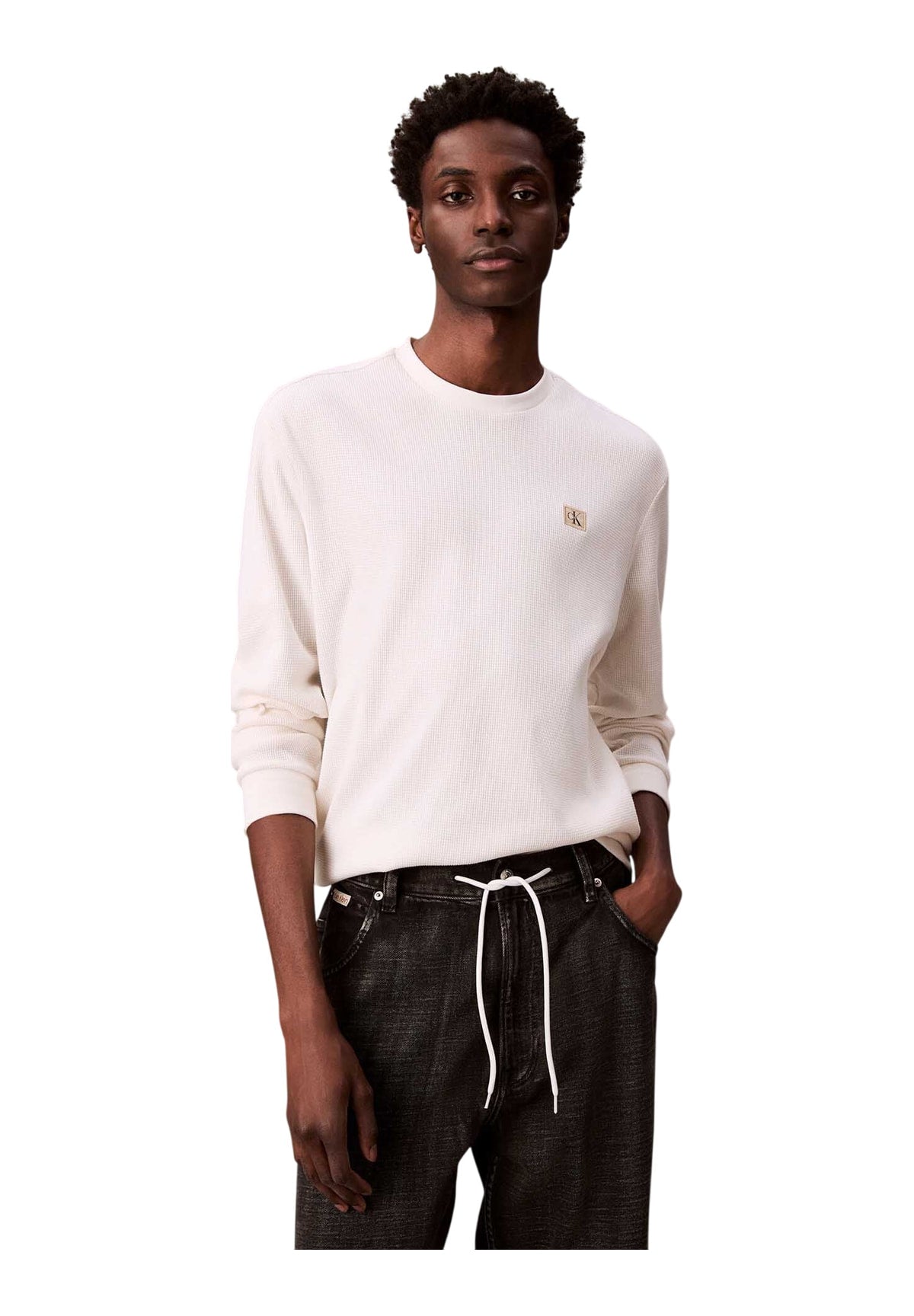 T-shirt a Maniche Lunghe Ls Waffle Badge Crew LV040EM217 Plaza taupe