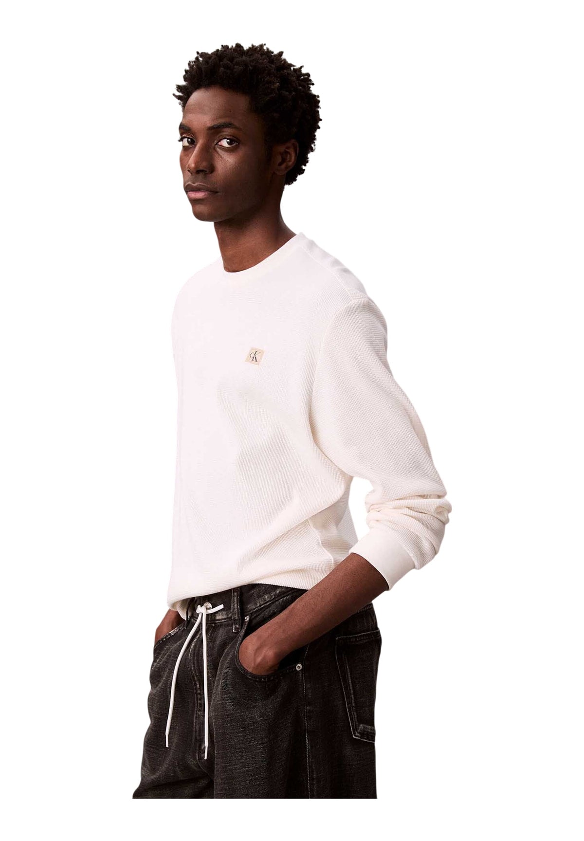 T-shirt a Maniche Lunghe Ls Waffle Badge Crew LV040EM217 Plaza taupe