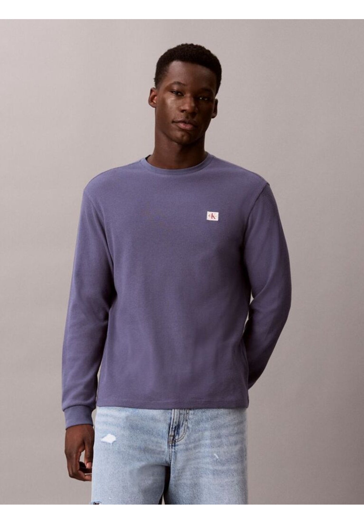 T-shirt a Maniche Lunghe Ls Waffle Badge Crew LV040EM217 Blue Nomad