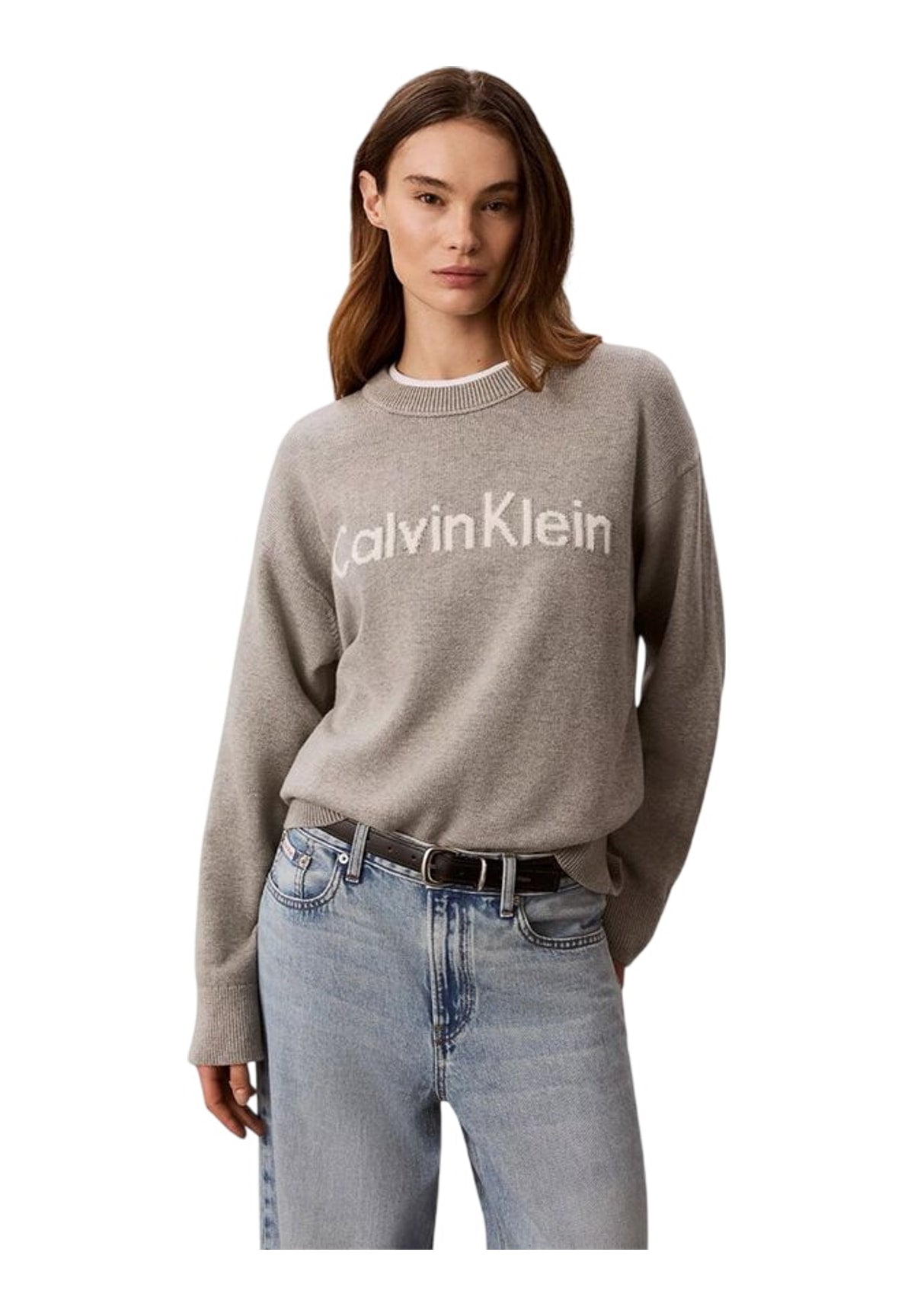 Maglione Girocollo Contrast Logo Ls Swe LV044G313G B10 Grey Heather